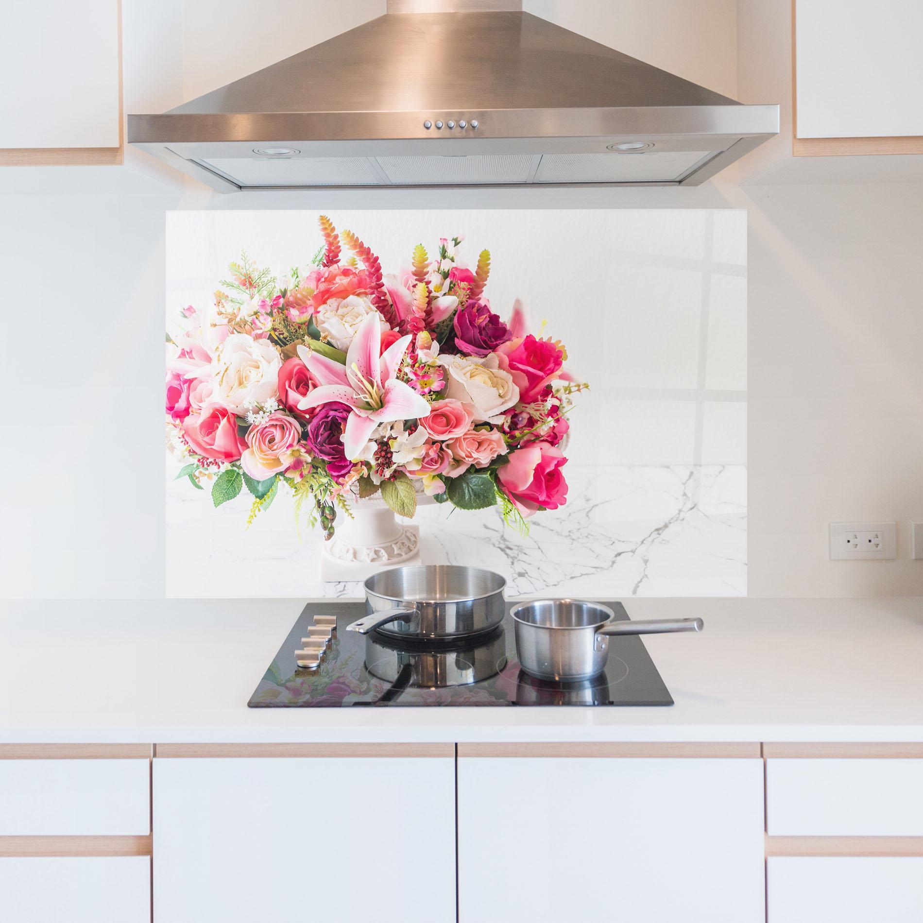 Panou Sticla Bucatarie Bouquet Flowers Vase mockup 5