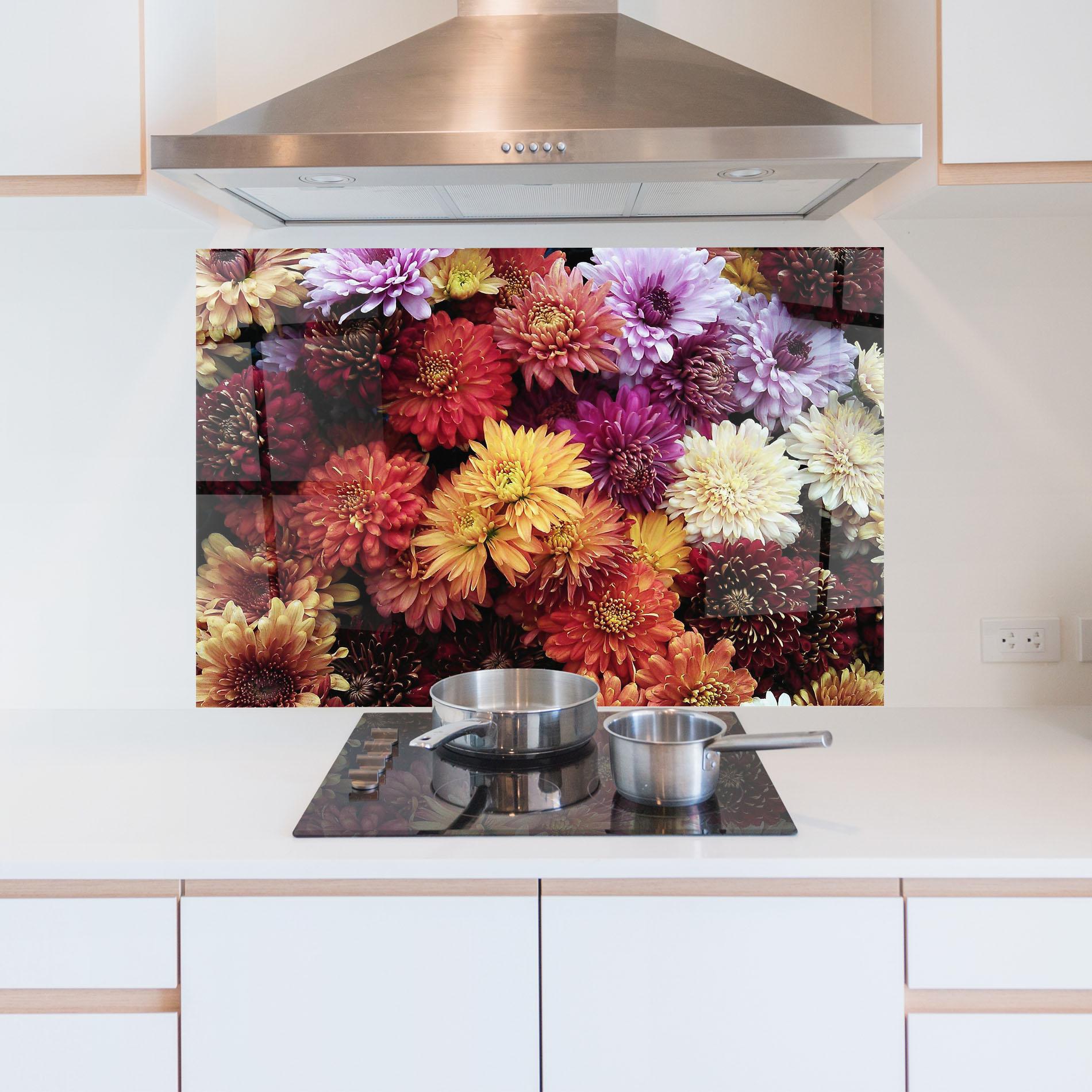 Panou Sticla Bucatarie Flower Wall mockup 5