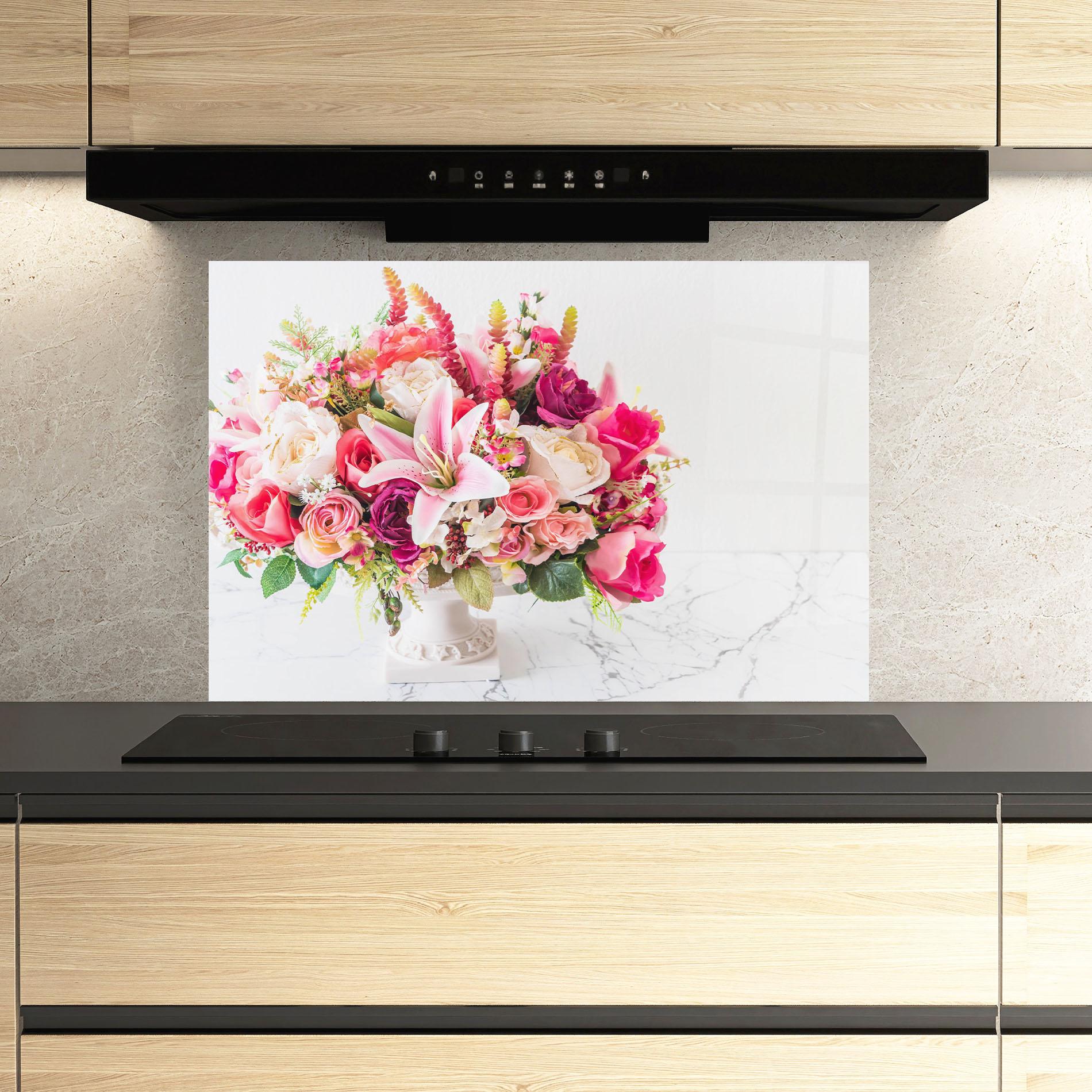 Panou Sticla Bucatarie Bouquet Flowers Vase mockup 3