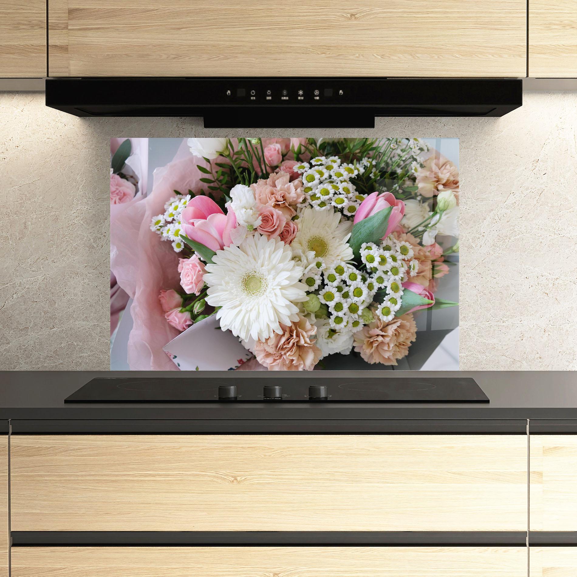 Panou Sticla Bucatarie Flower Mix Bouquet mockup 3