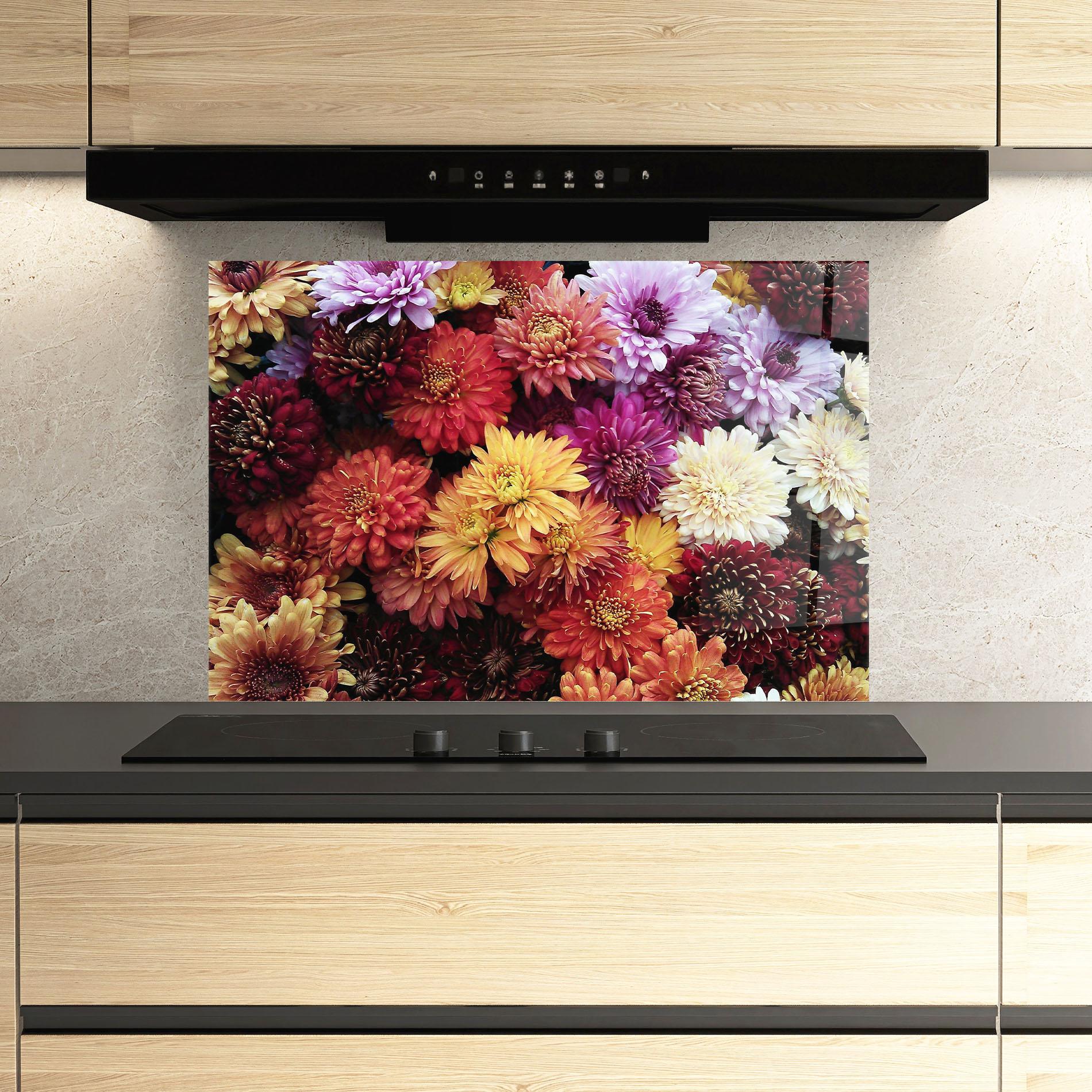 Panou Sticla Bucatarie Flower Wall mockup 3