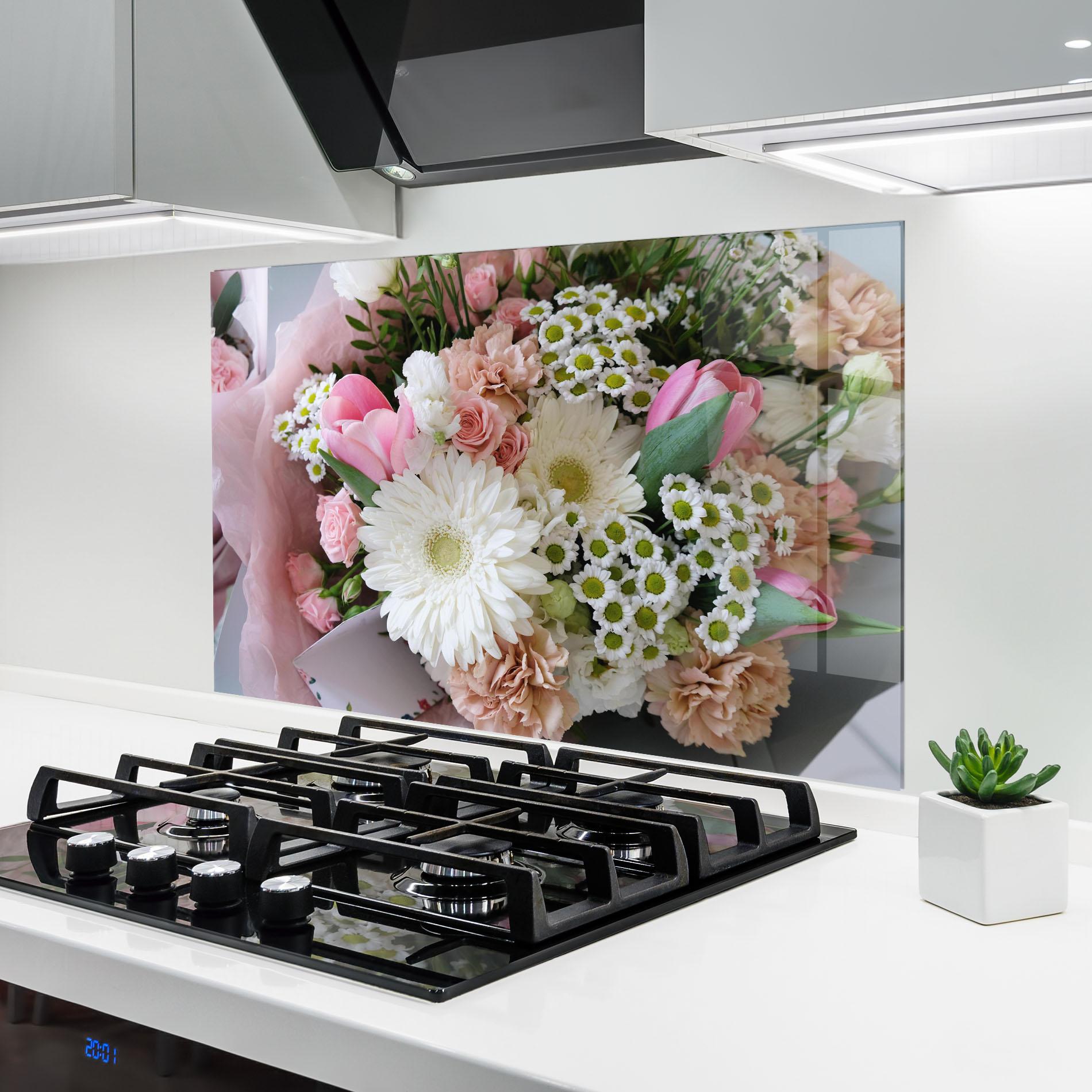 Panou Sticla Bucatarie Flower Mix Bouquet mockup 6