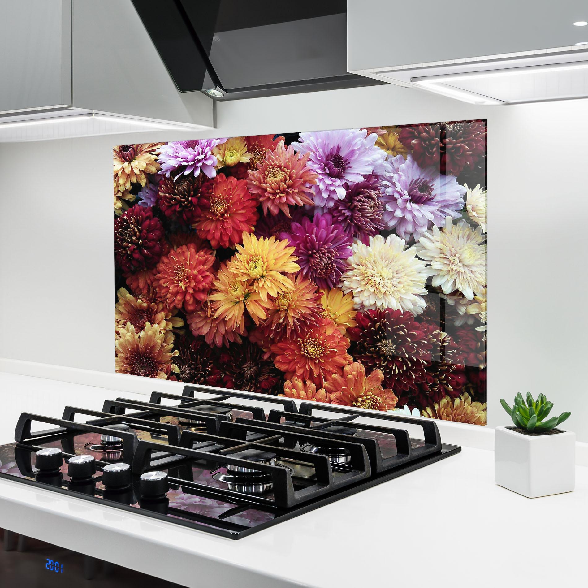 Panou Sticla Bucatarie Flower Wall mockup 6