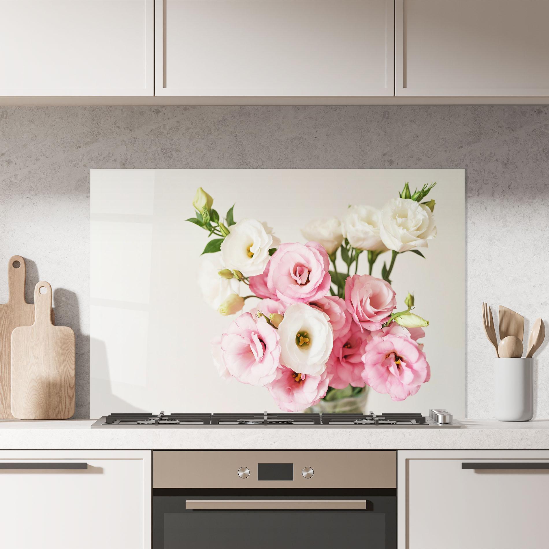 Panou Sticla Bucatarie Cute Pink Flowers mockup 7