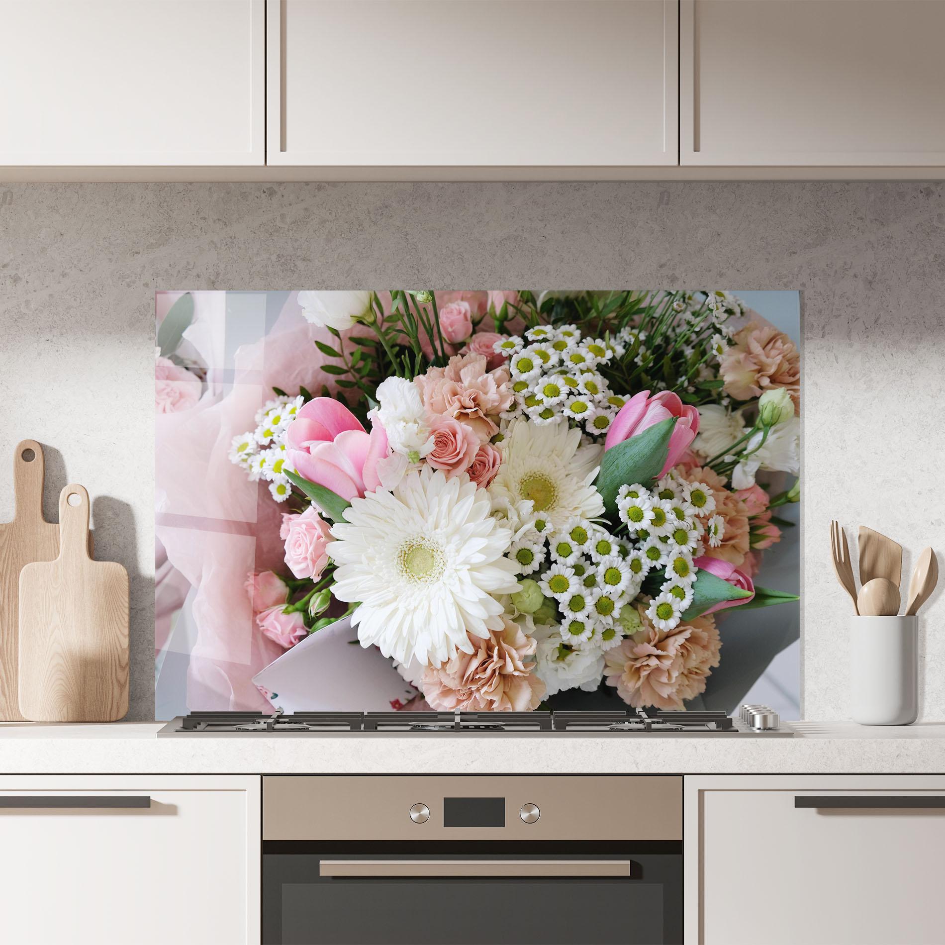 Panou Sticla Bucatarie Flower Mix Bouquet mockup 7