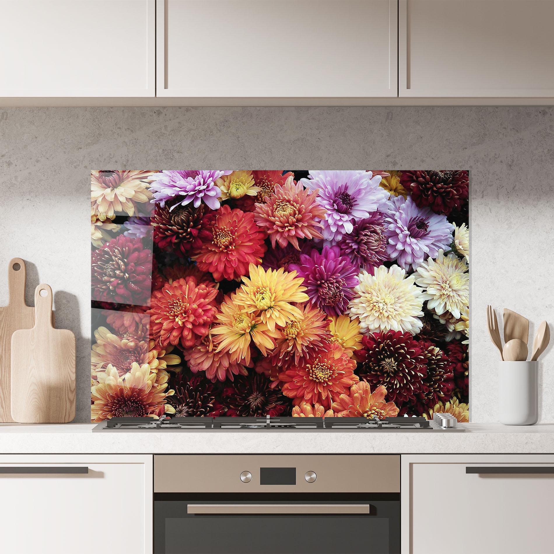 Panou Sticla Bucatarie Flower Wall mockup 7