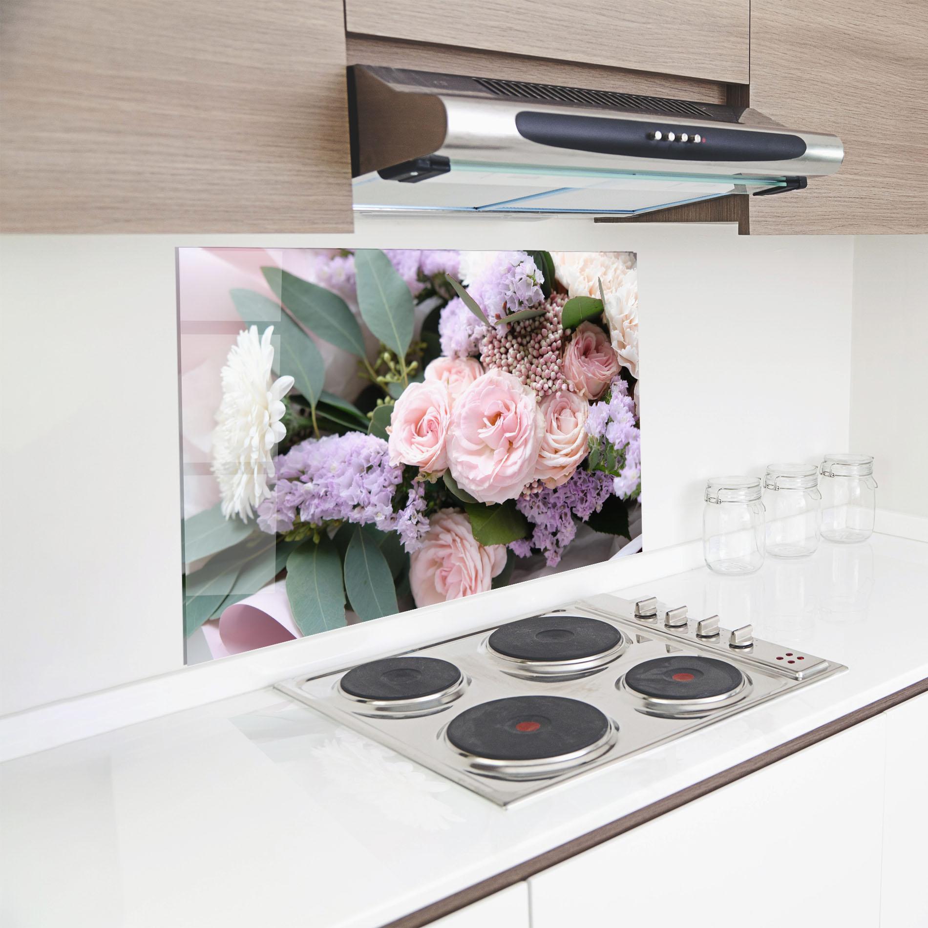 Panou Sticla Bucatarie Beautiful Pink Roses mockup 8