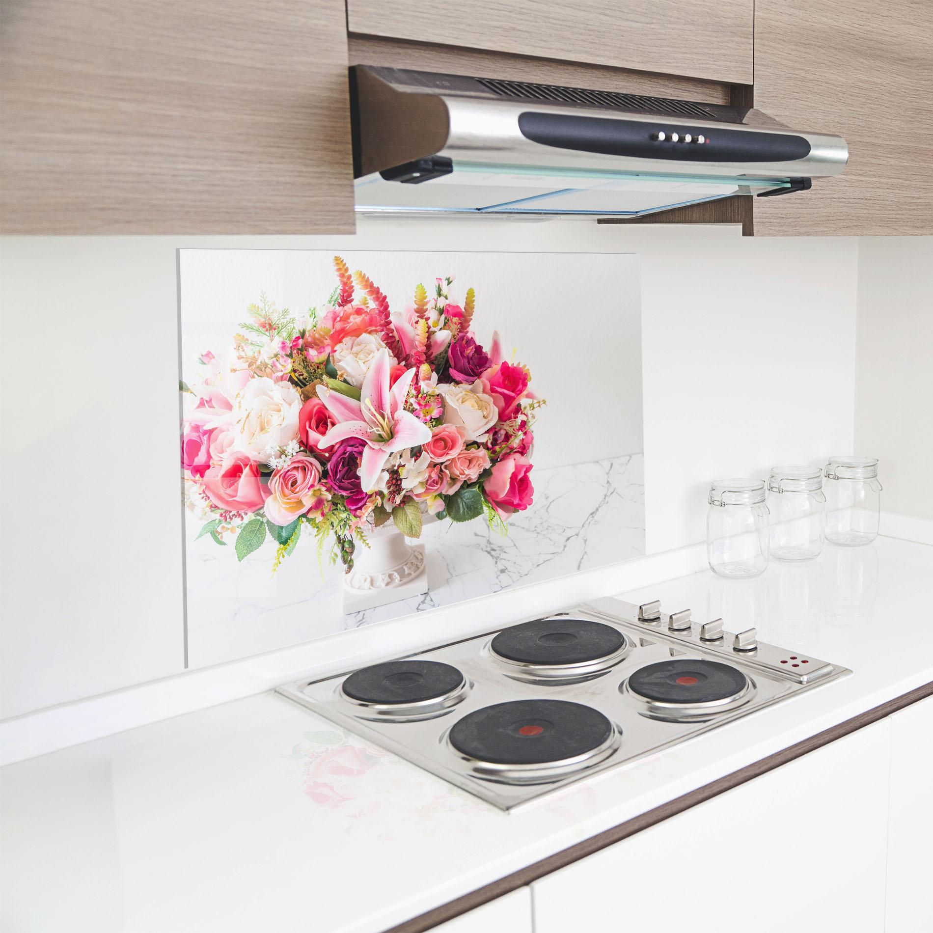 Panou Sticla Bucatarie Bouquet Flowers Vase mockup 8