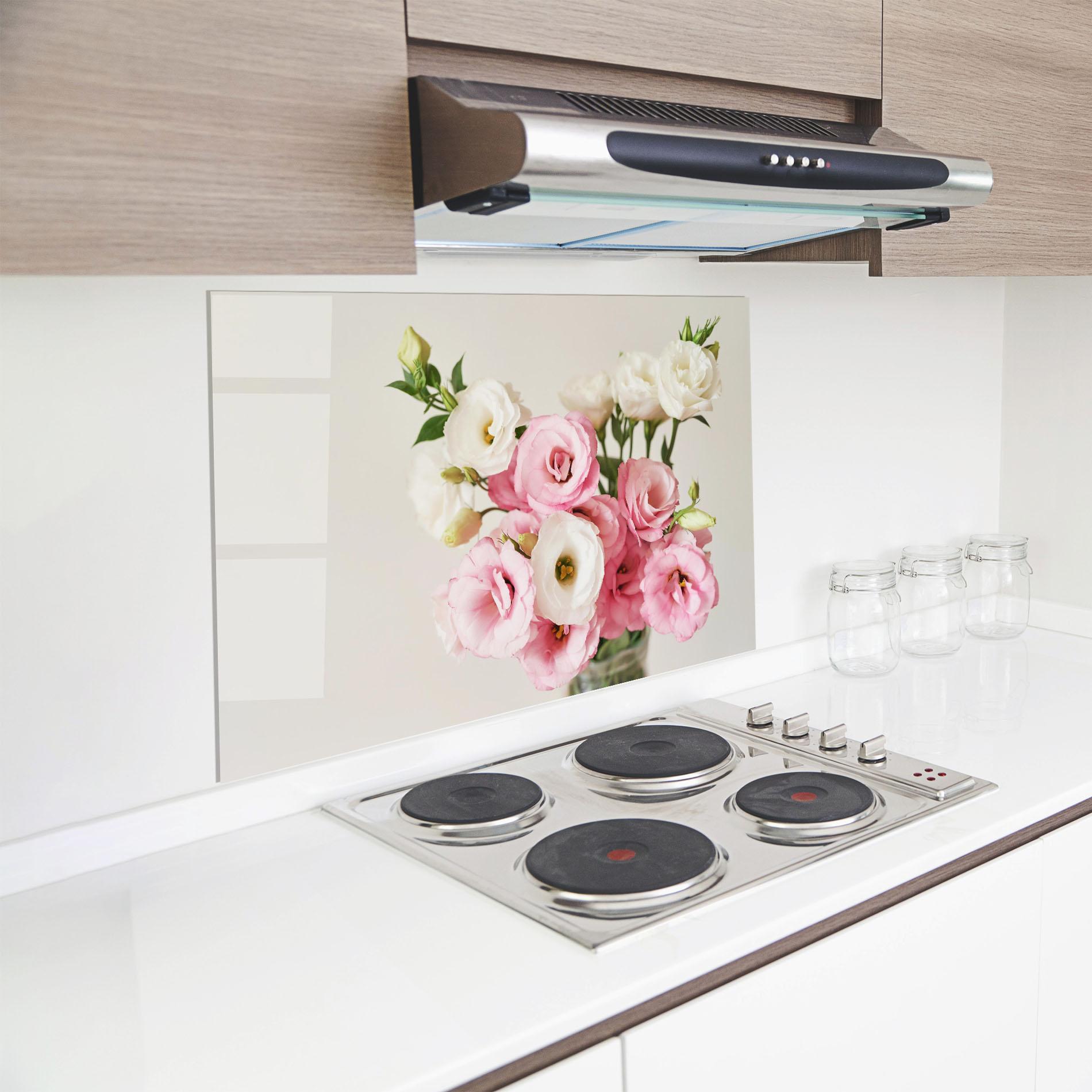 Panou Sticla Bucatarie Cute Pink Flowers mockup 8