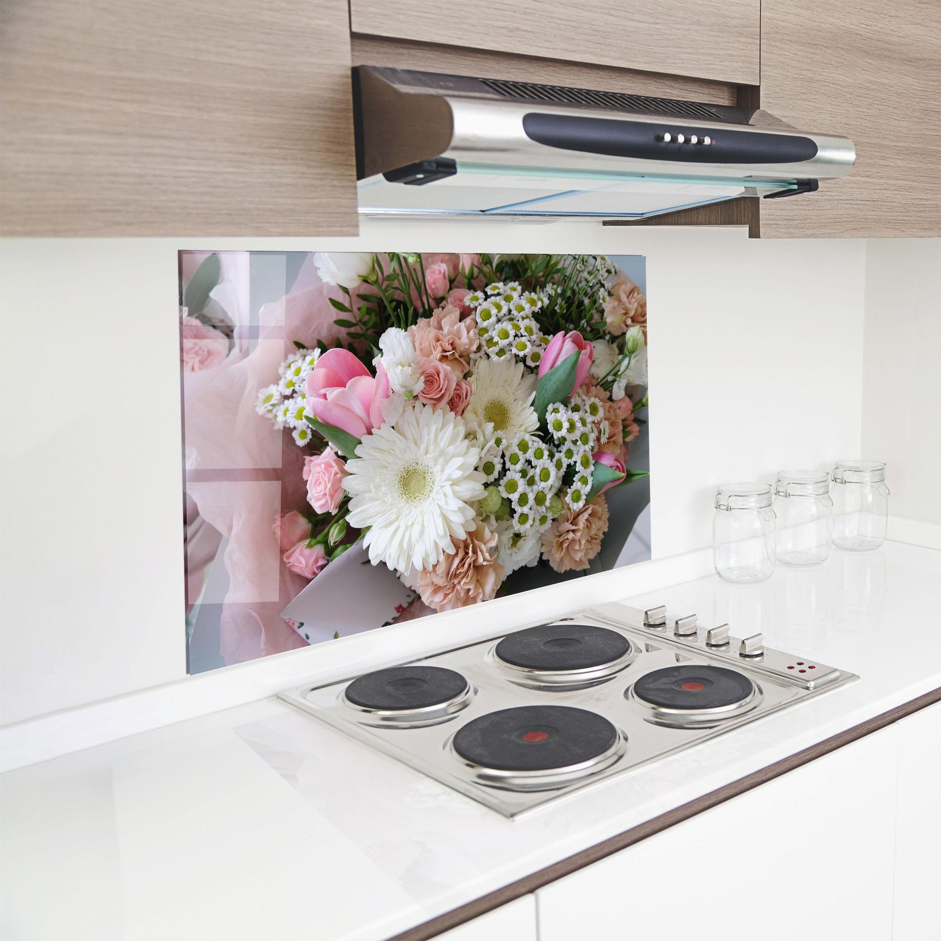 Panou Sticla Bucatarie Flower Mix Bouquet mockup 8