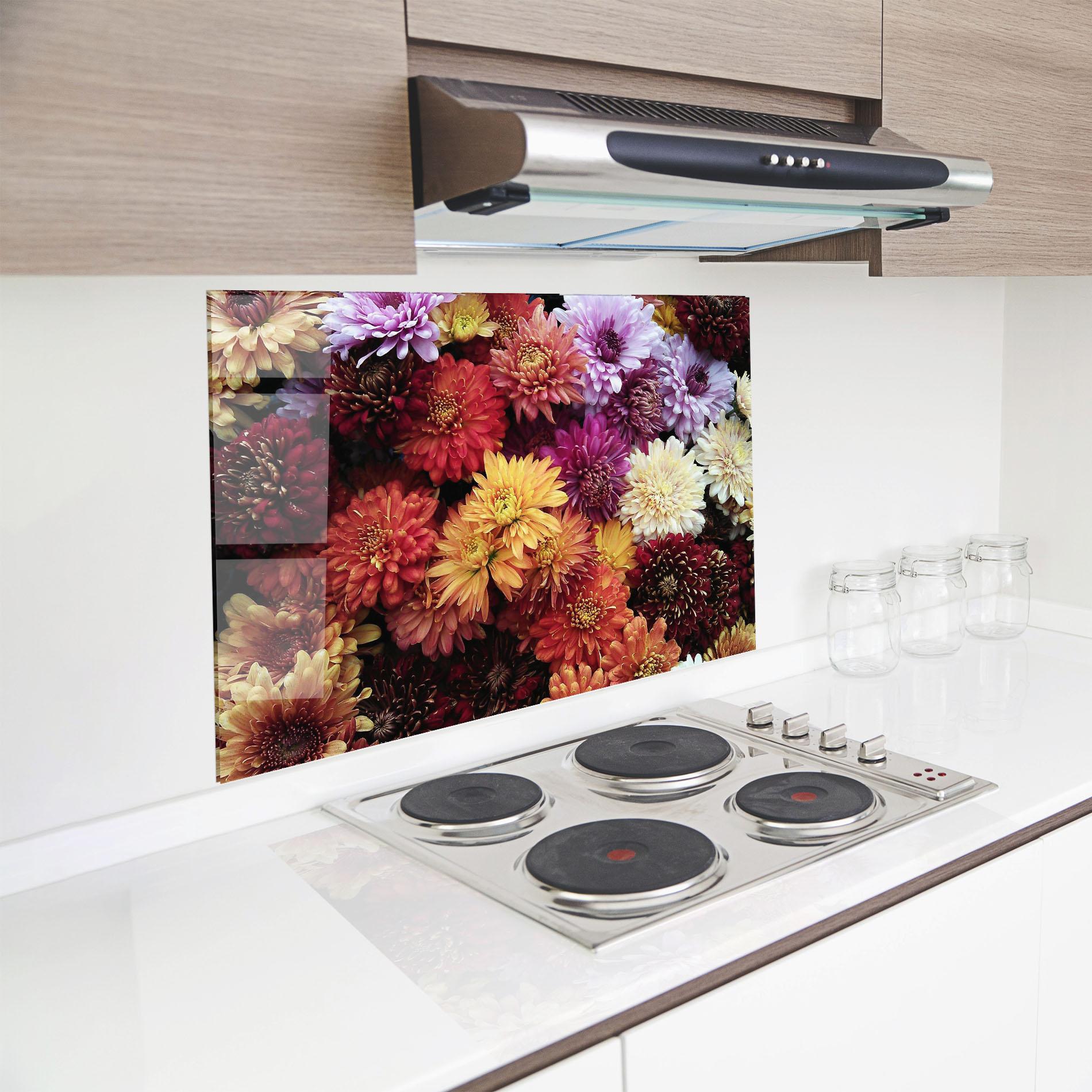 Panou Sticla Bucatarie Flower Wall mockup 8