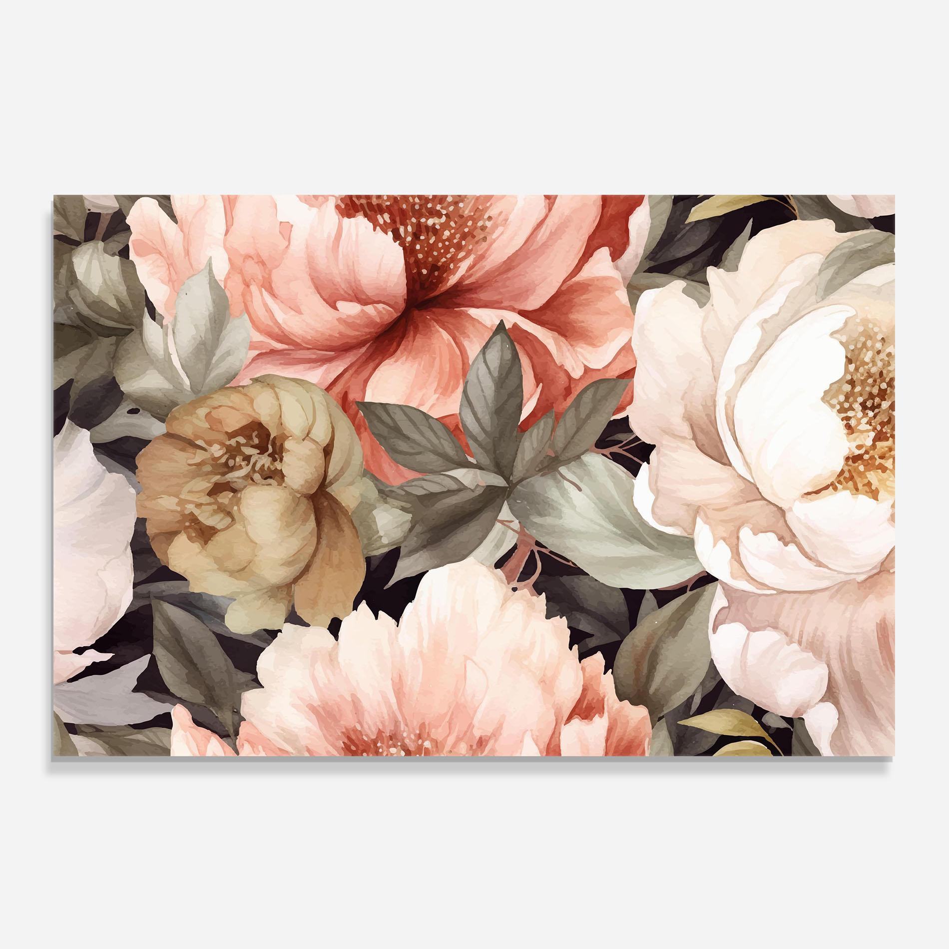 Panou Sticla Bucatarie Cream Pink Peony mockup 0