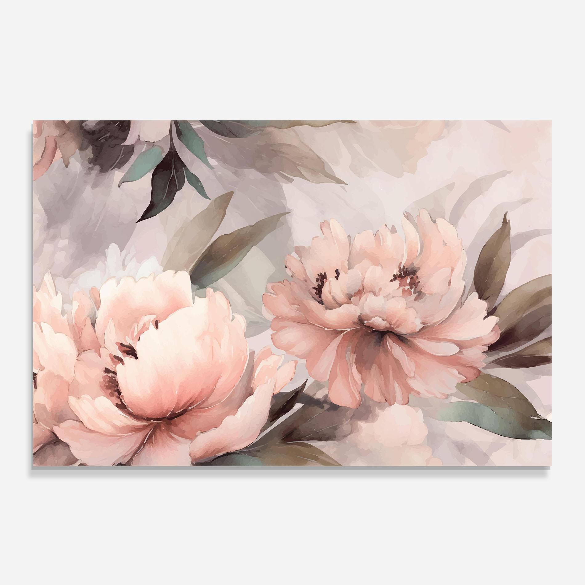 Panou Sticla Bucatarie Dreamy Peony Art mockup 0