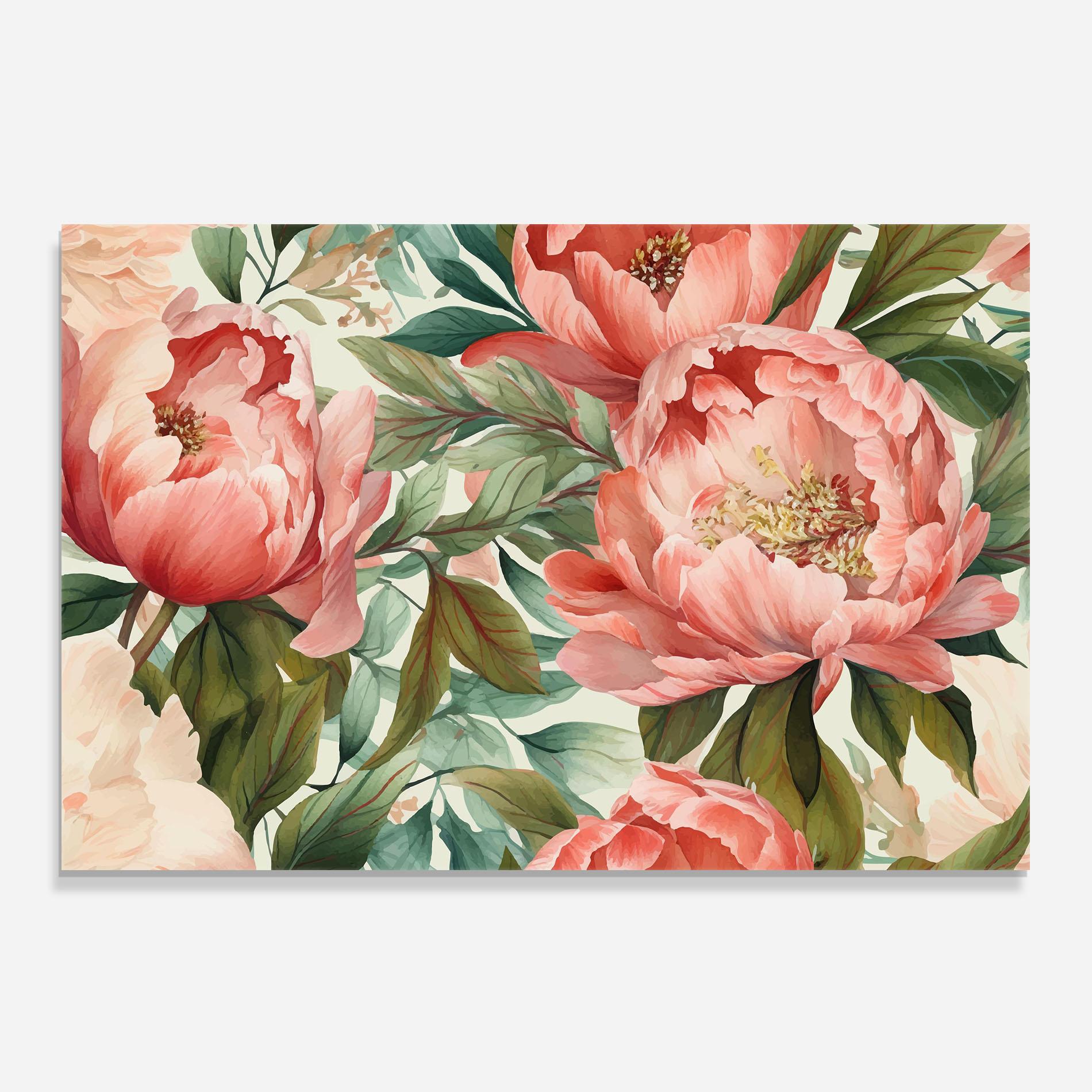 Panou Sticla Bucatarie Light Red Peony mockup 0