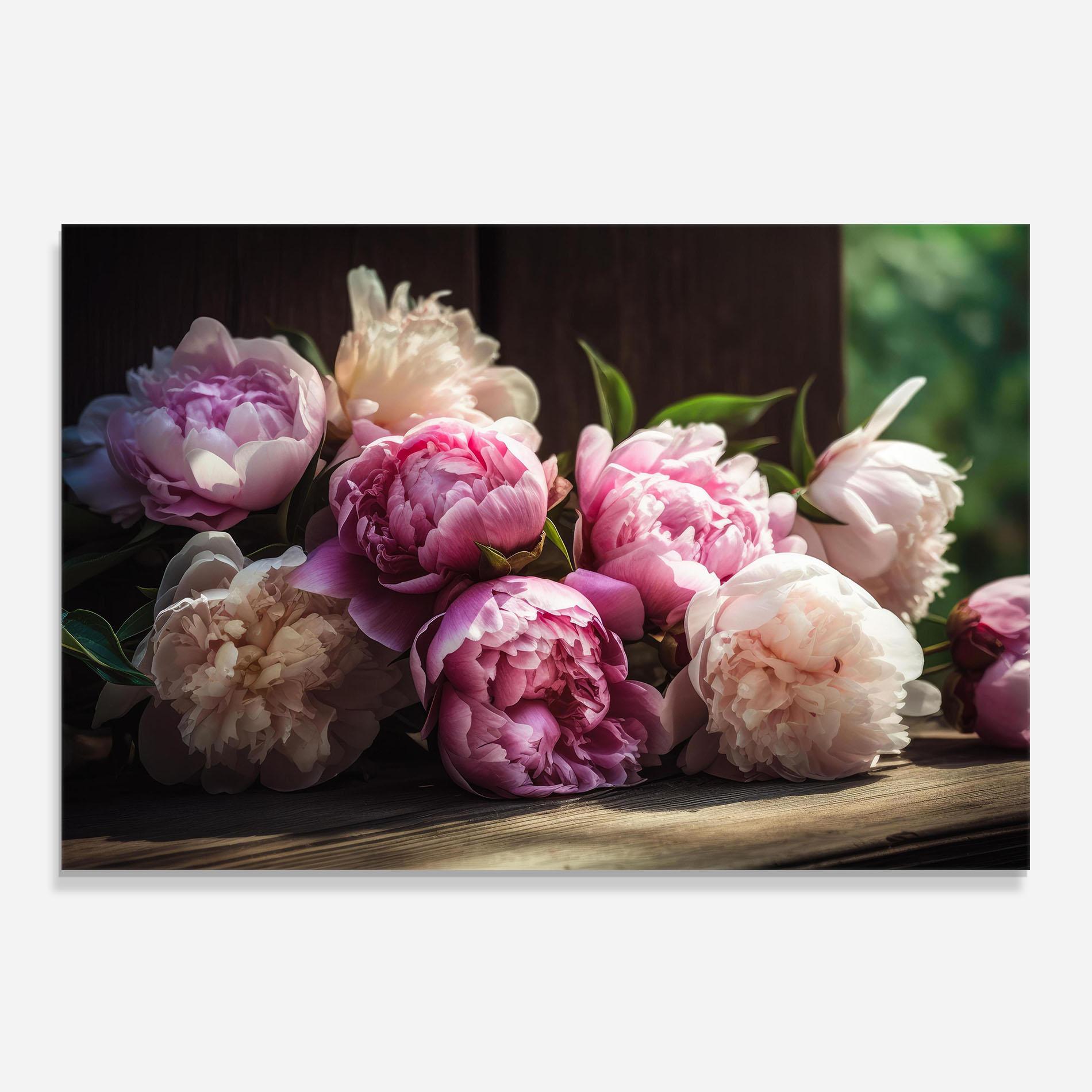 Panou Sticla Bucatarie Peonies On The Table mockup 0