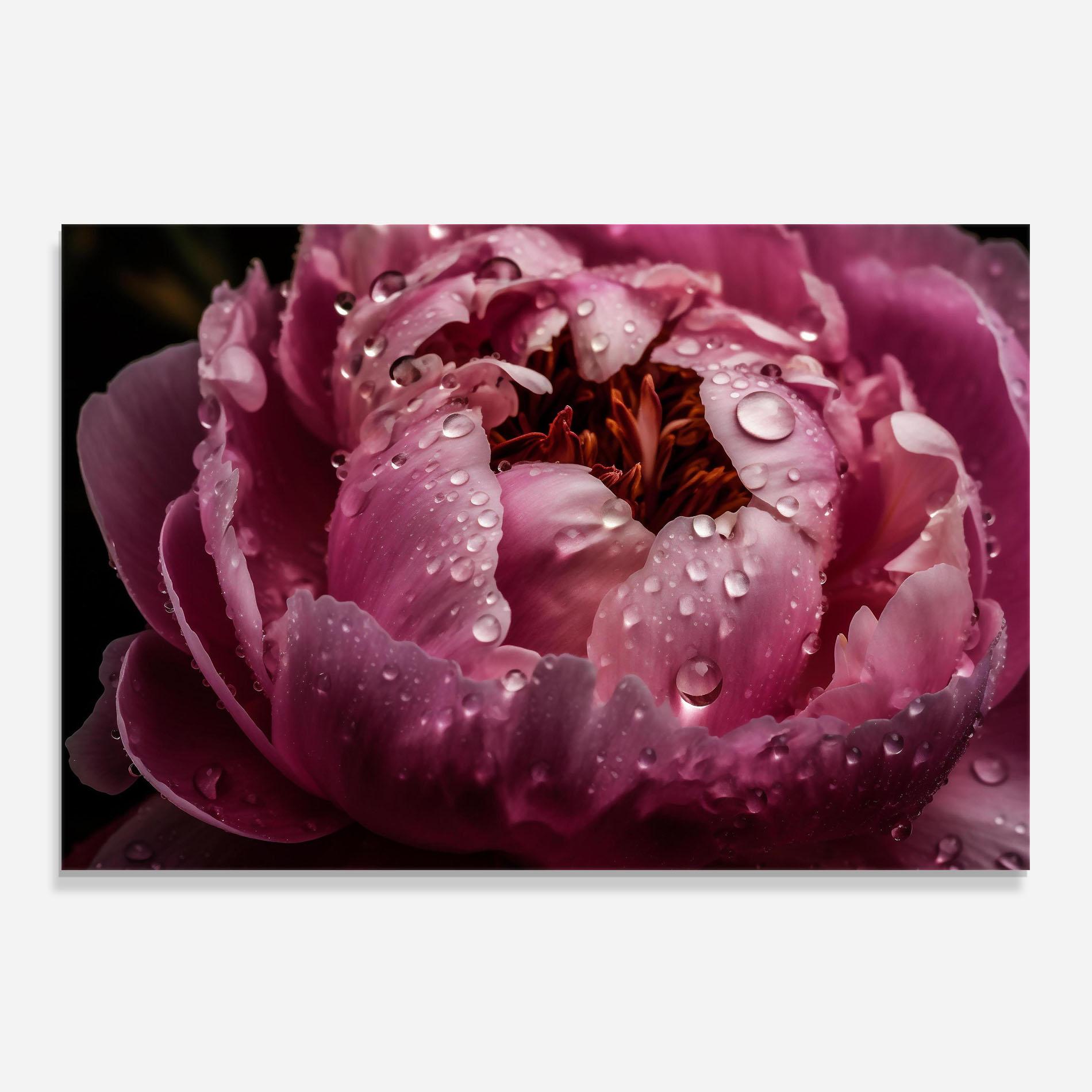 Panou Sticla Bucatarie Peony Close Up After Rain mockup 0