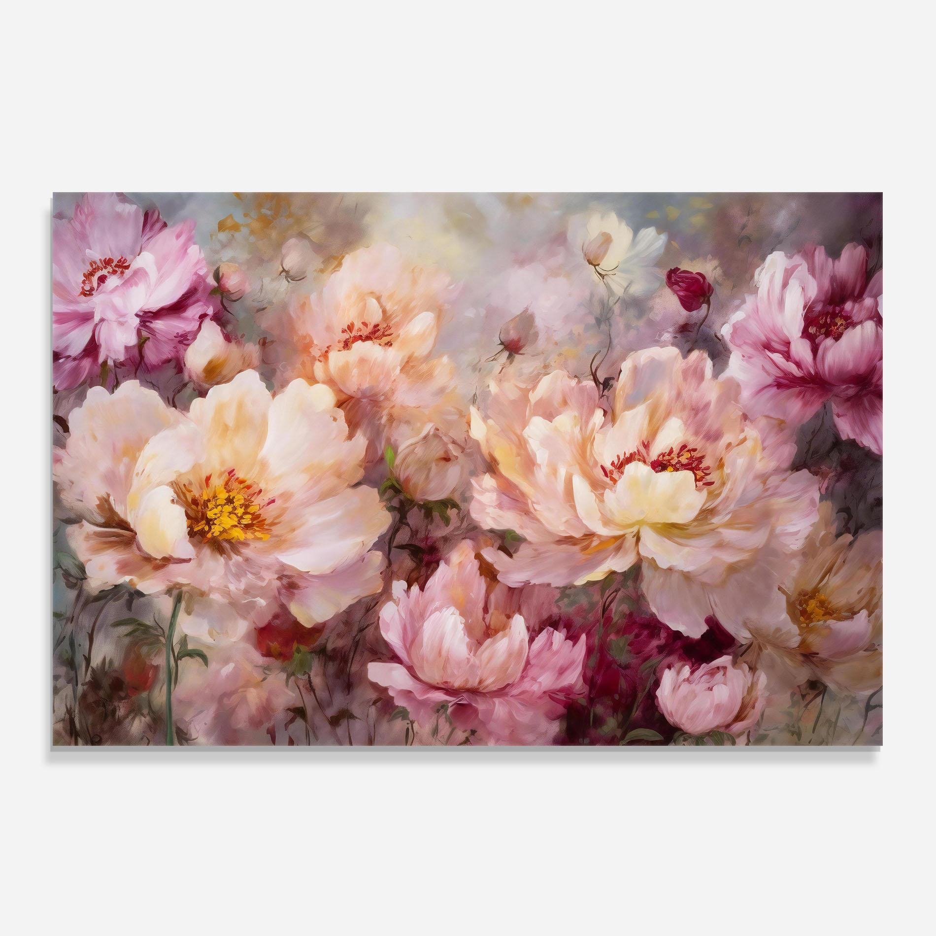Panou Sticla Bucatarie Peony Painting Art mockup 0