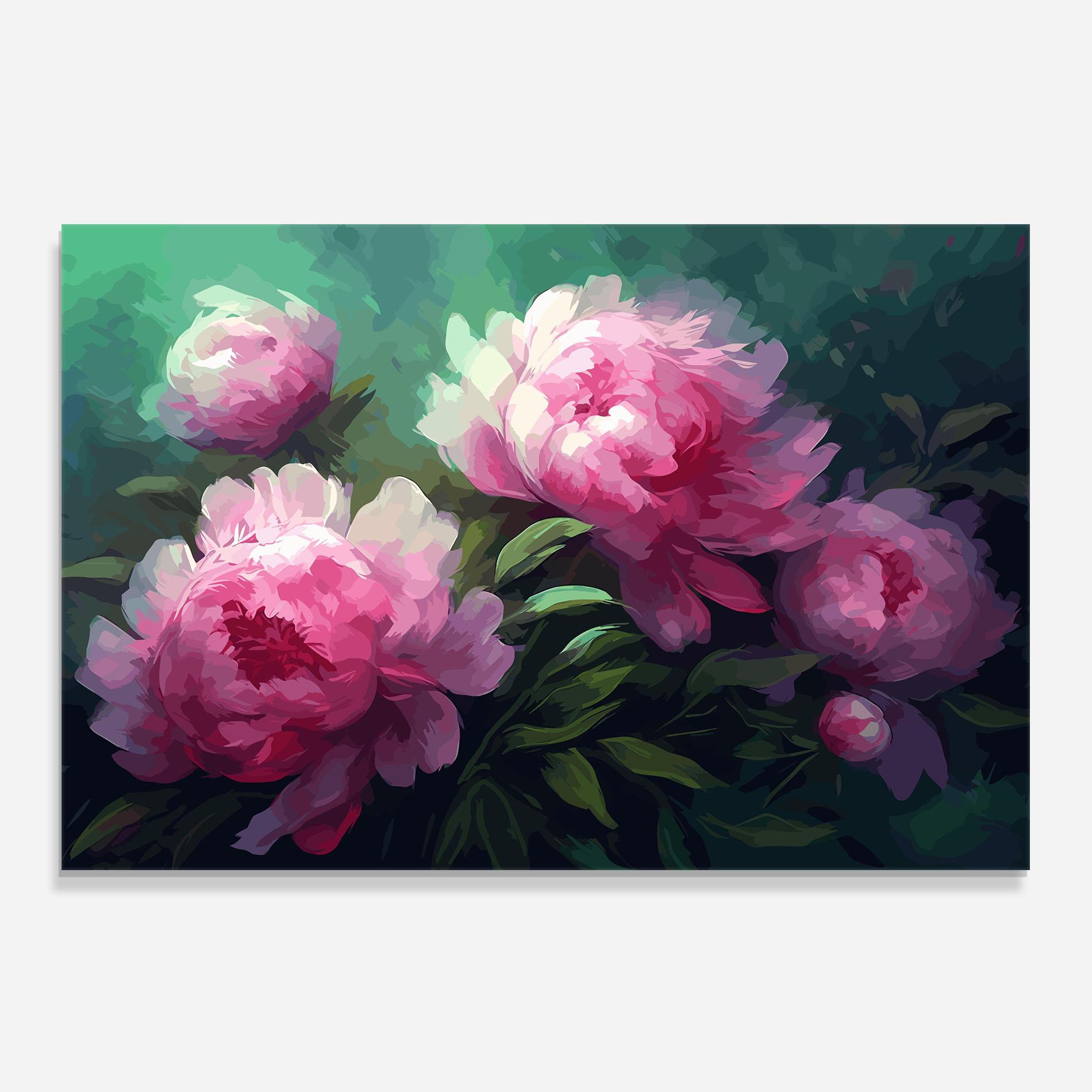 Panou Sticla Bucatarie Pretty Peony Paint mockup 0