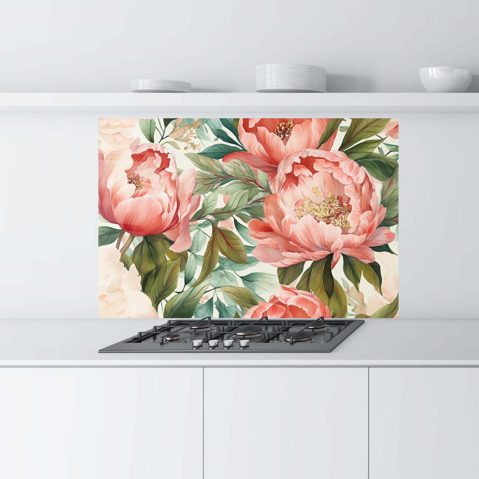 Panou Sticla Bucatarie Light Red Peony mockup 9