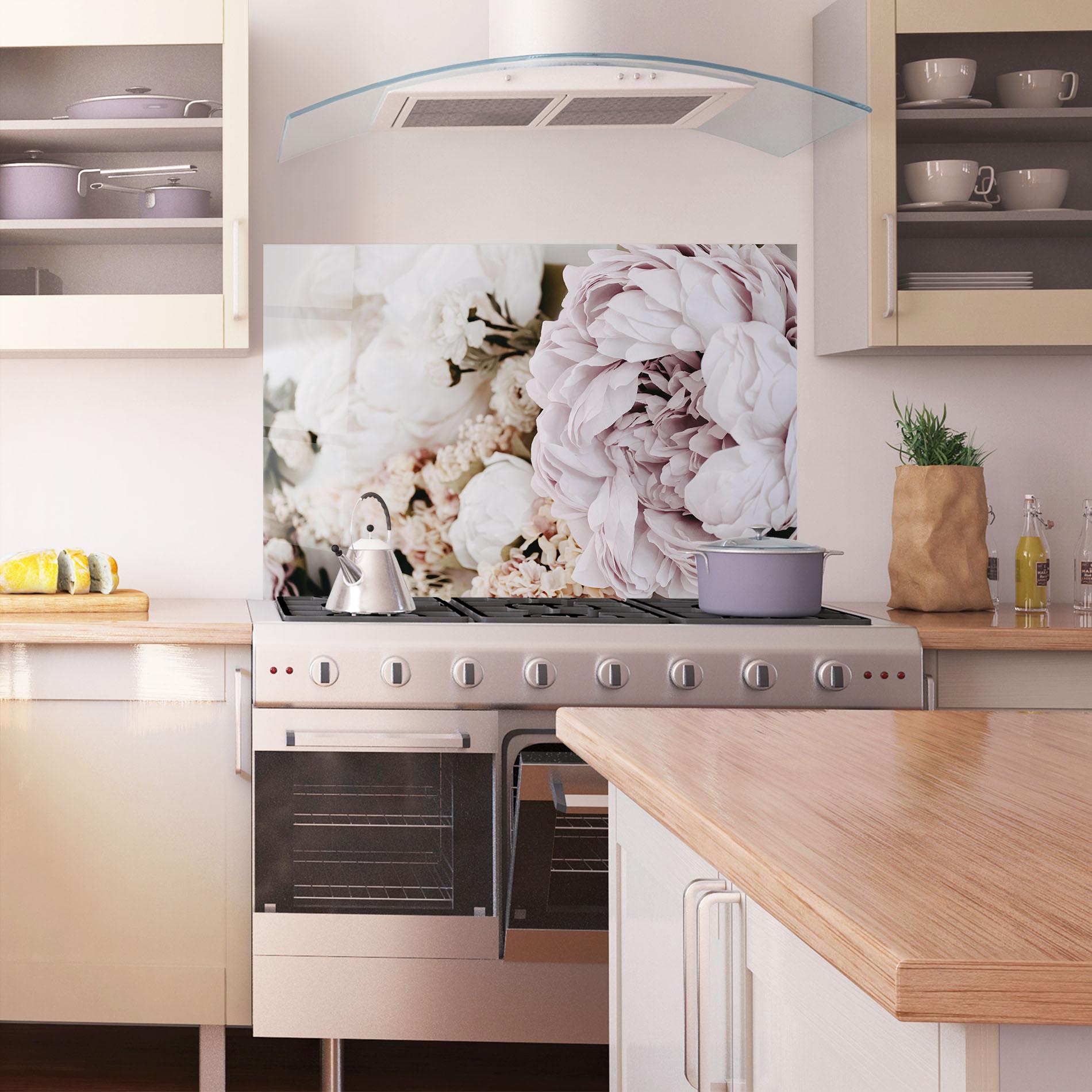 Panou Sticla Bucatarie Grey Peony Bouquet mockup 1