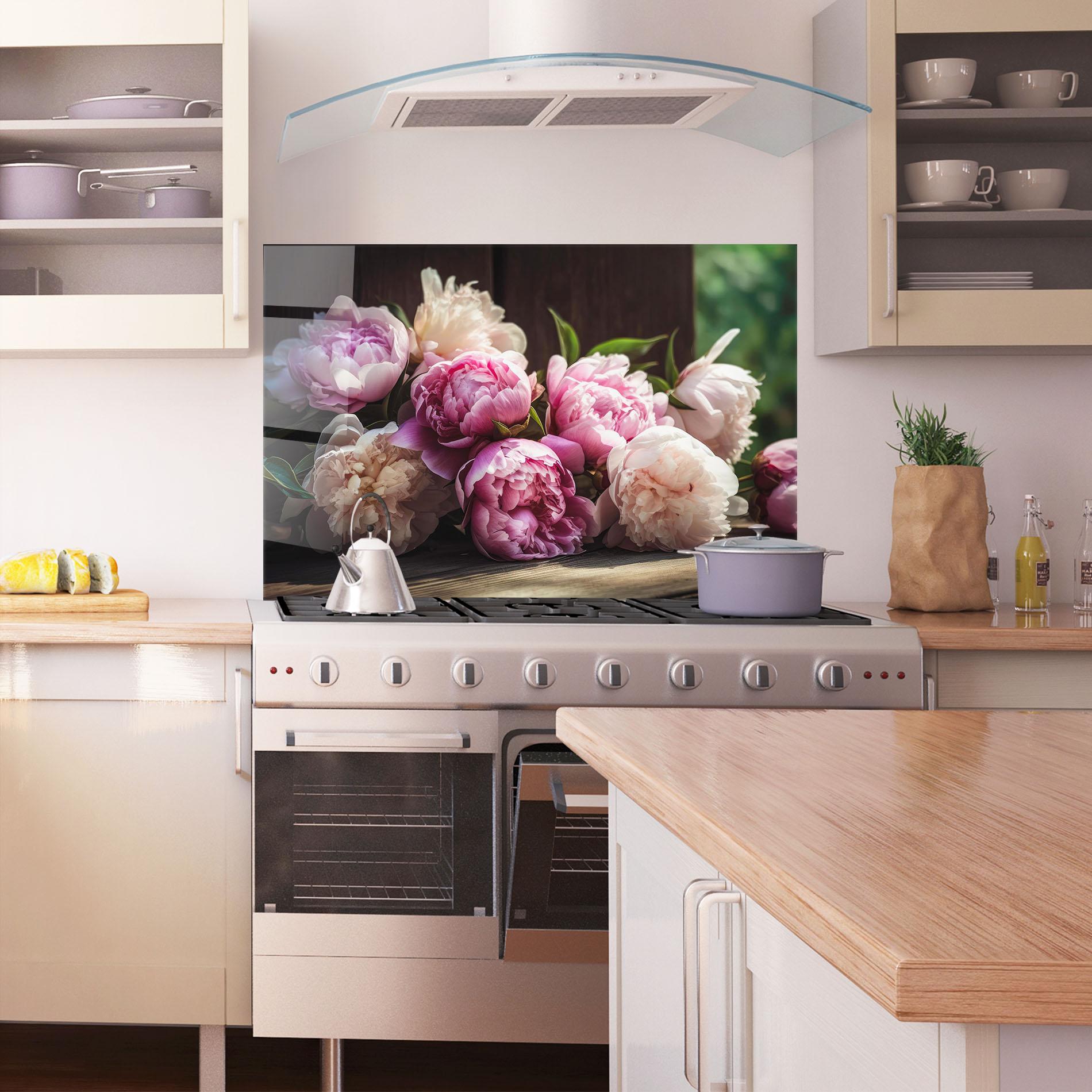 Panou Sticla Bucatarie Peonies On The Table mockup 1
