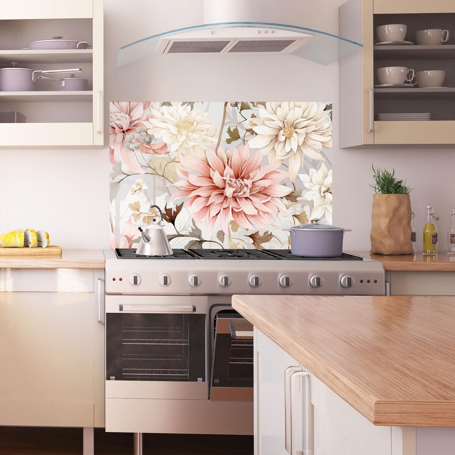 Panou Sticla Bucatarie Pink Cream Open Peony mockup 1