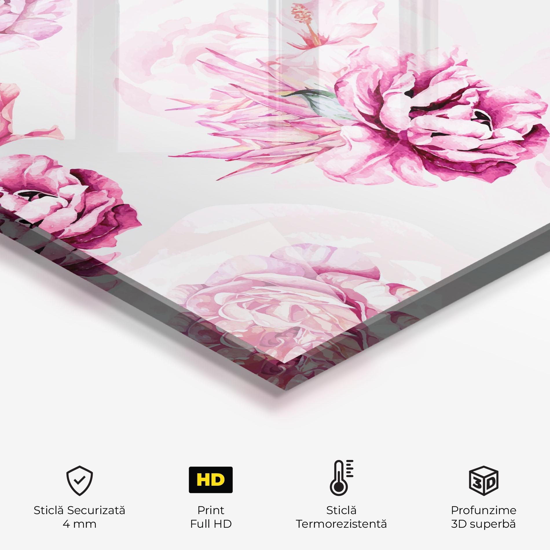 Panou Sticla Bucatarie Blooming Peony mockup 2