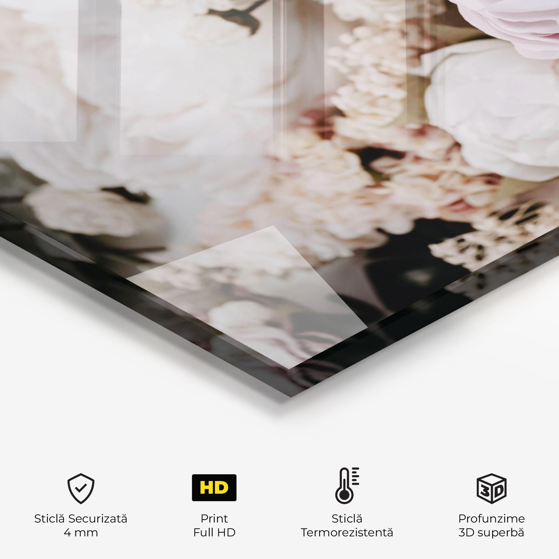 Panou Sticla Bucatarie Grey Peony Bouquet mockup 2
