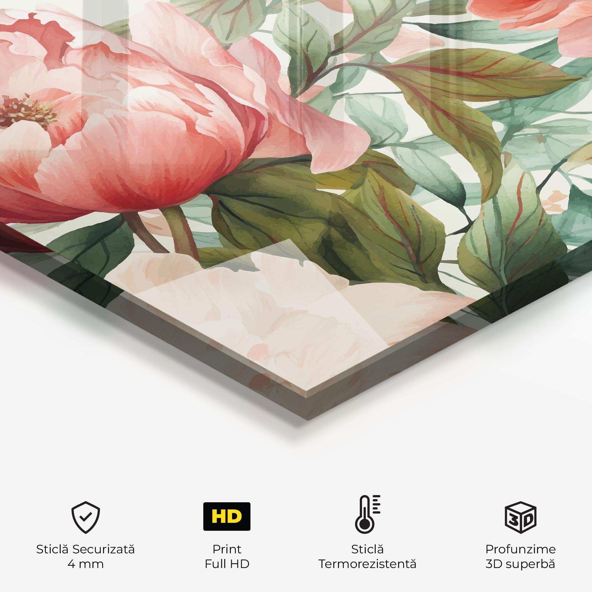 Panou Sticla Bucatarie Light Red Peony mockup 2