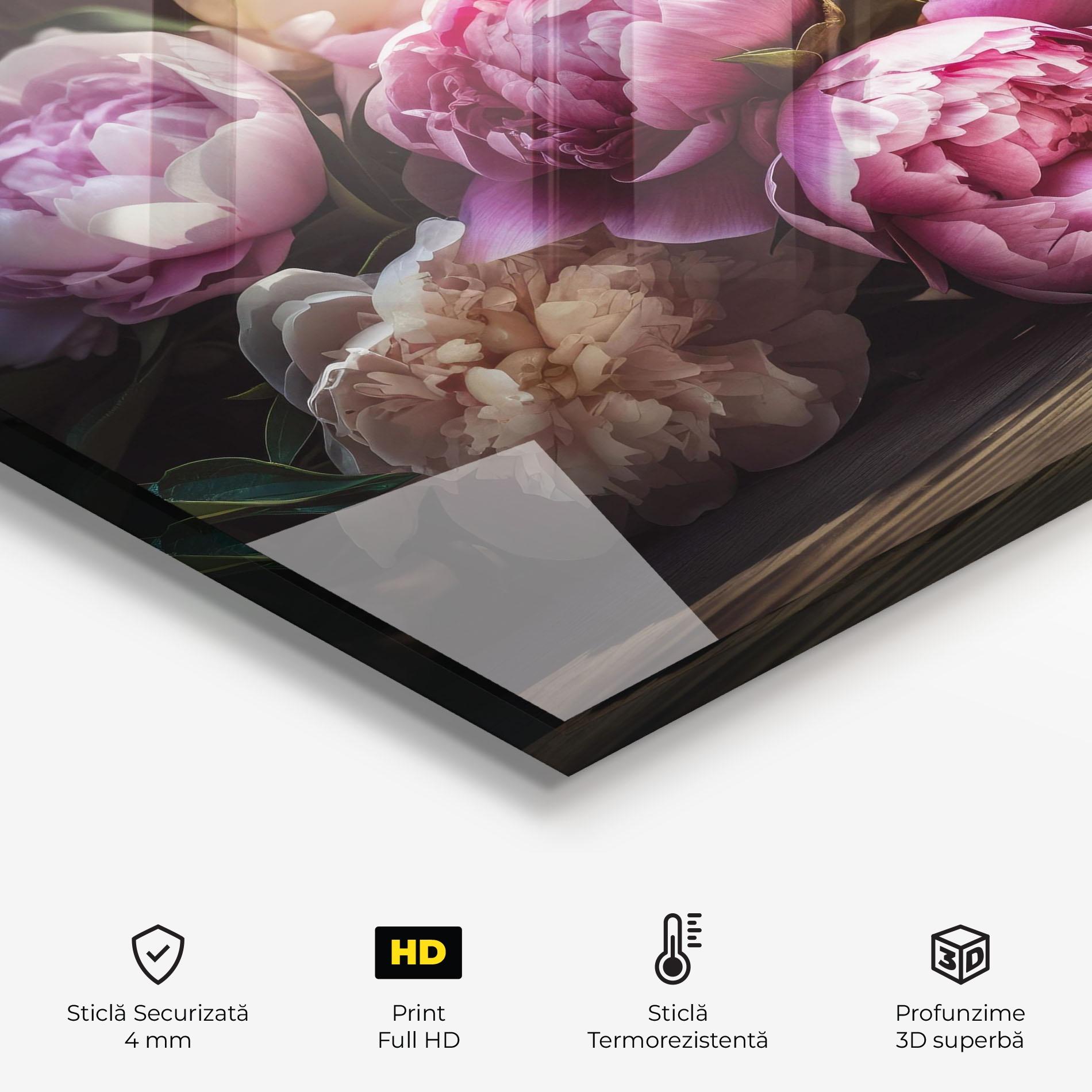 Panou Sticla Bucatarie Peonies On The Table mockup 2