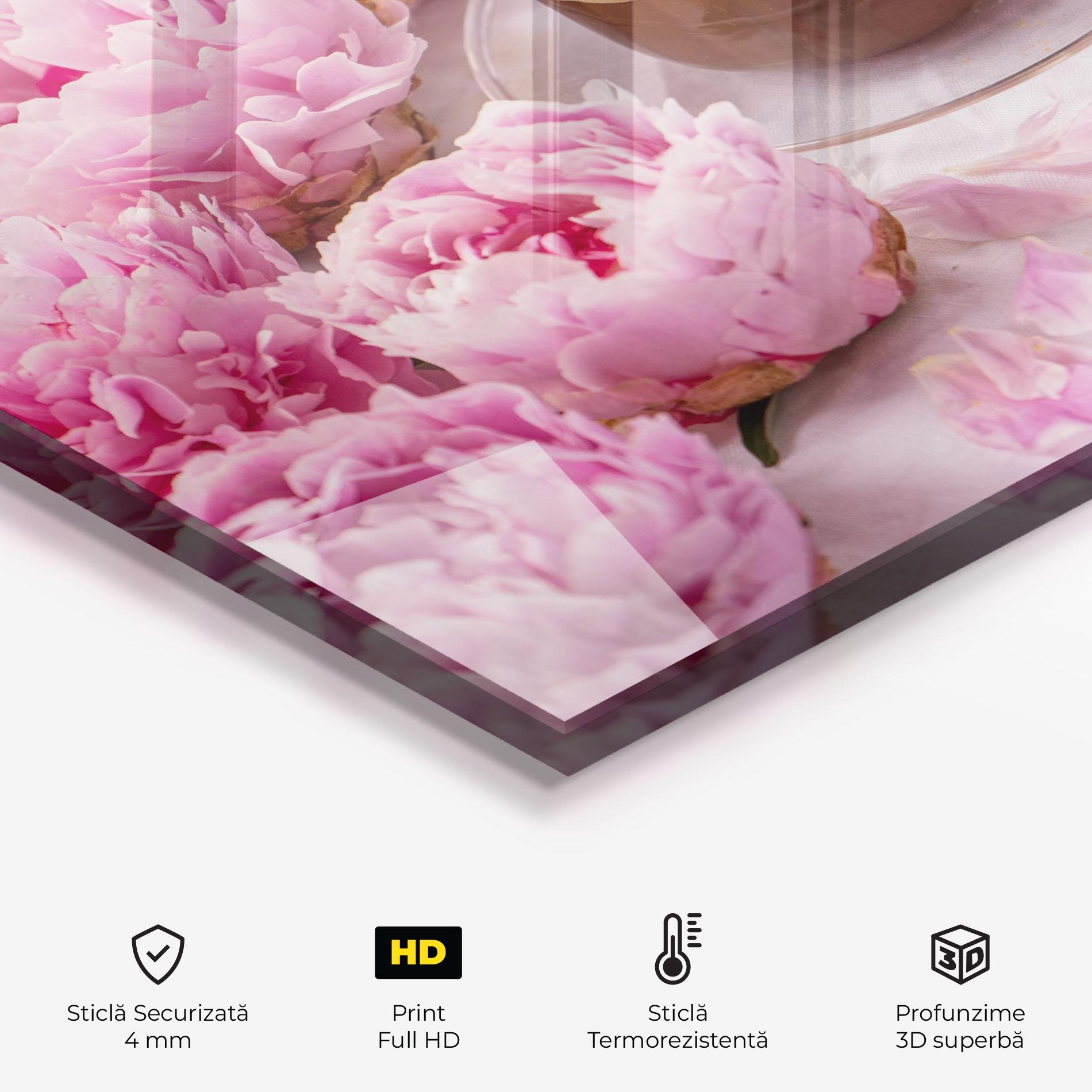 Panou Sticla Bucatarie Peony And Coffee mockup 2