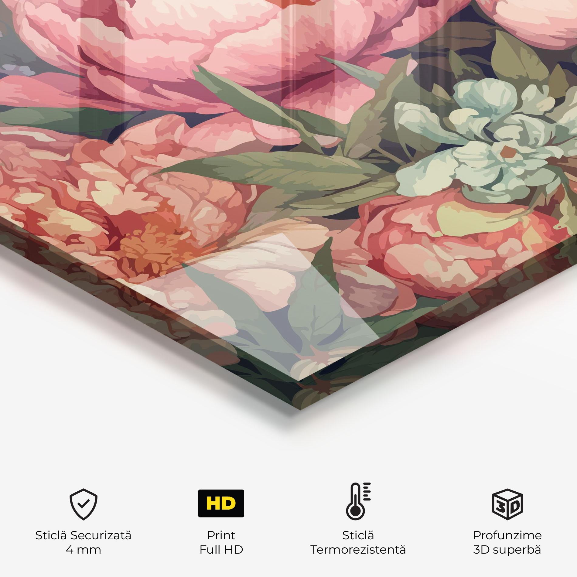 Panou Sticla Bucatarie Pretty Artistic Peony mockup 2