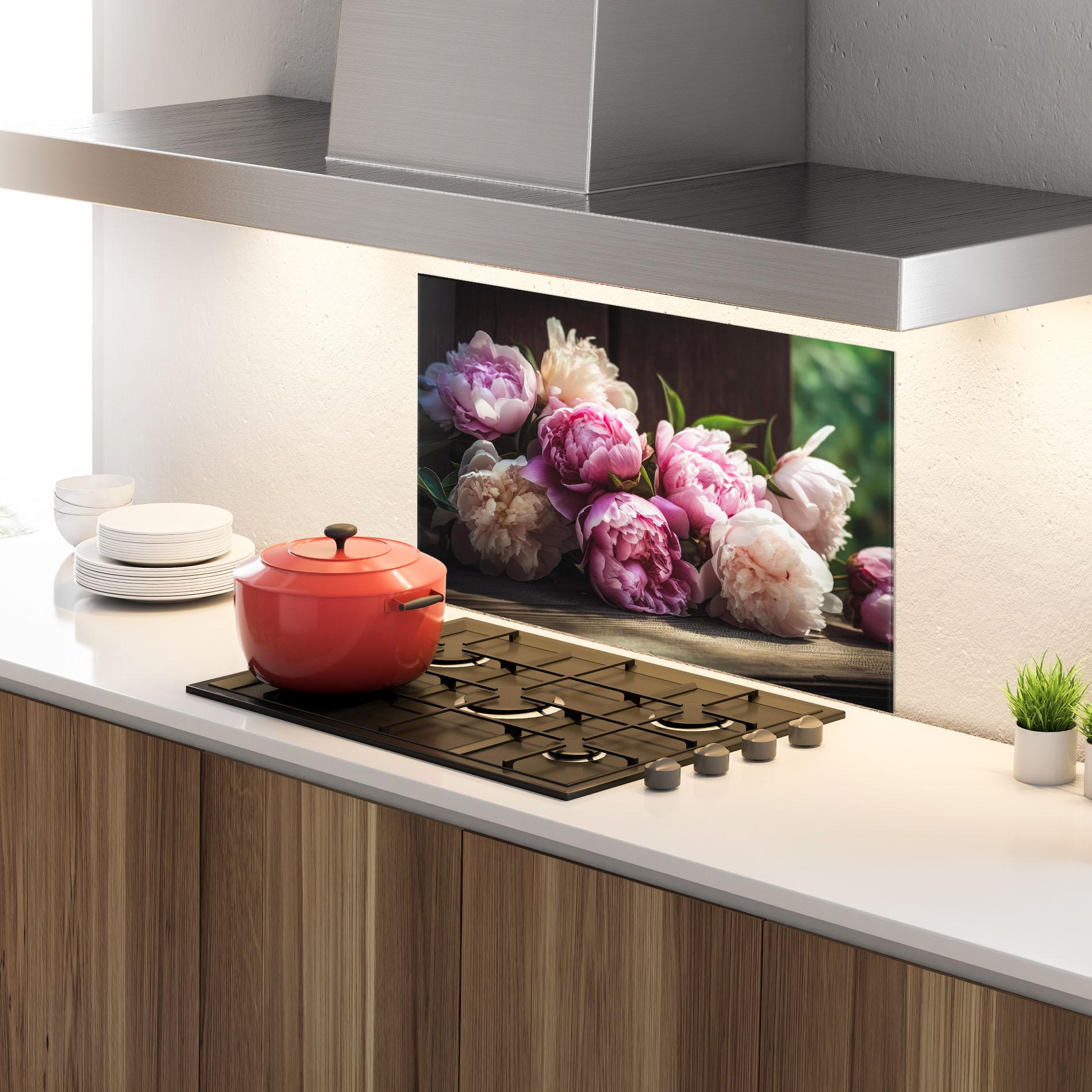 Panou Sticla Bucatarie Peonies On The Table mockup 4
