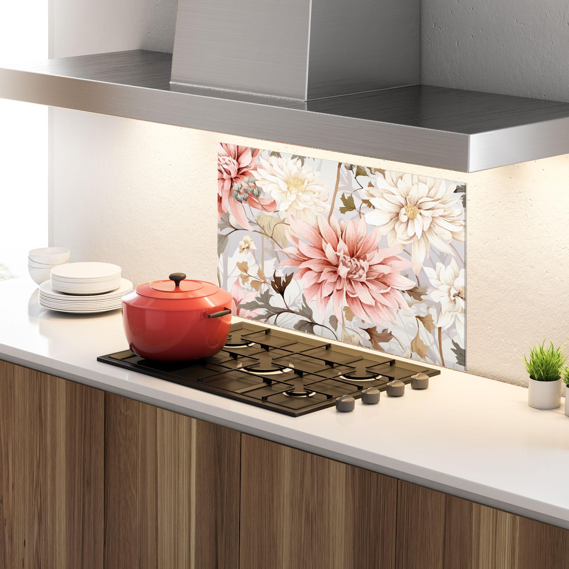 Panou Sticla Bucatarie Pink Cream Open Peony mockup 4