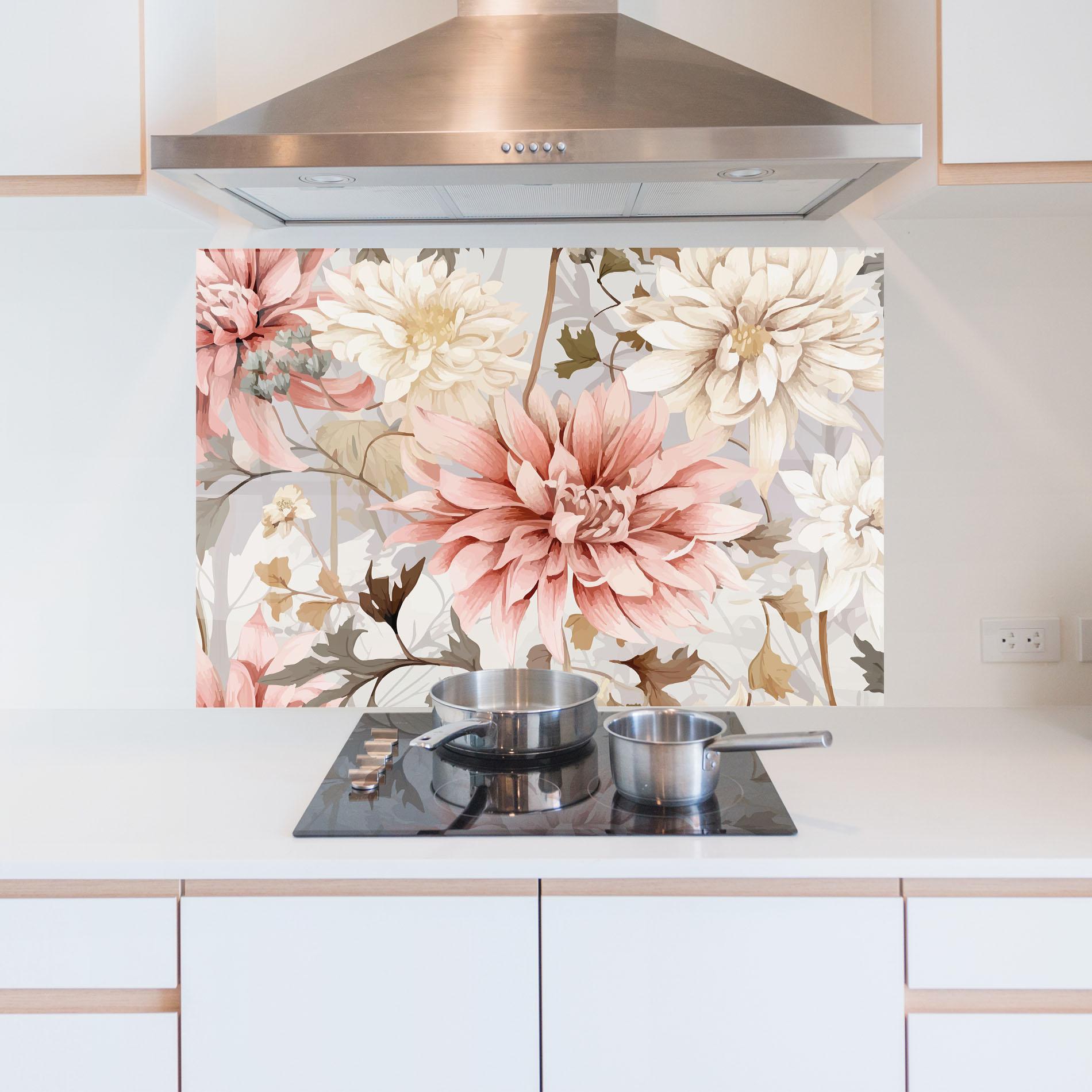 Panou Sticla Bucatarie Pink Cream Open Peony mockup 5