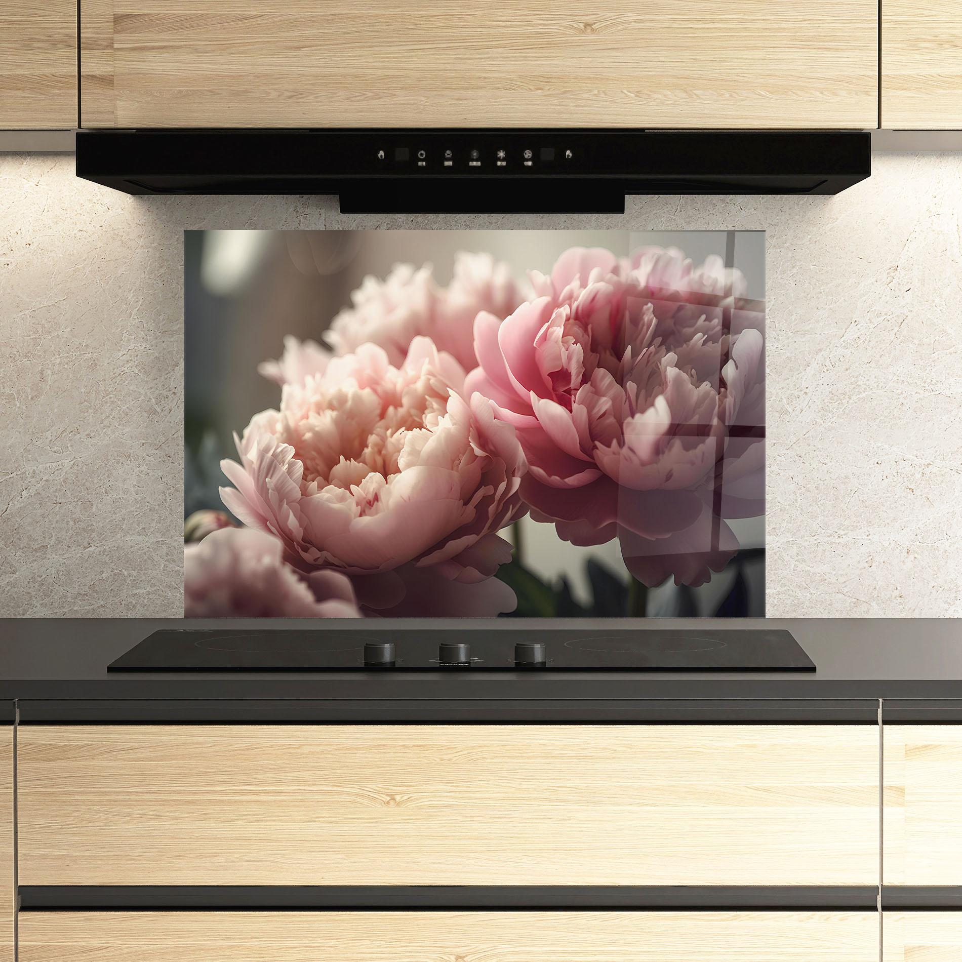 Panou Sticla Bucatarie Cream Dreamy Peony mockup 3