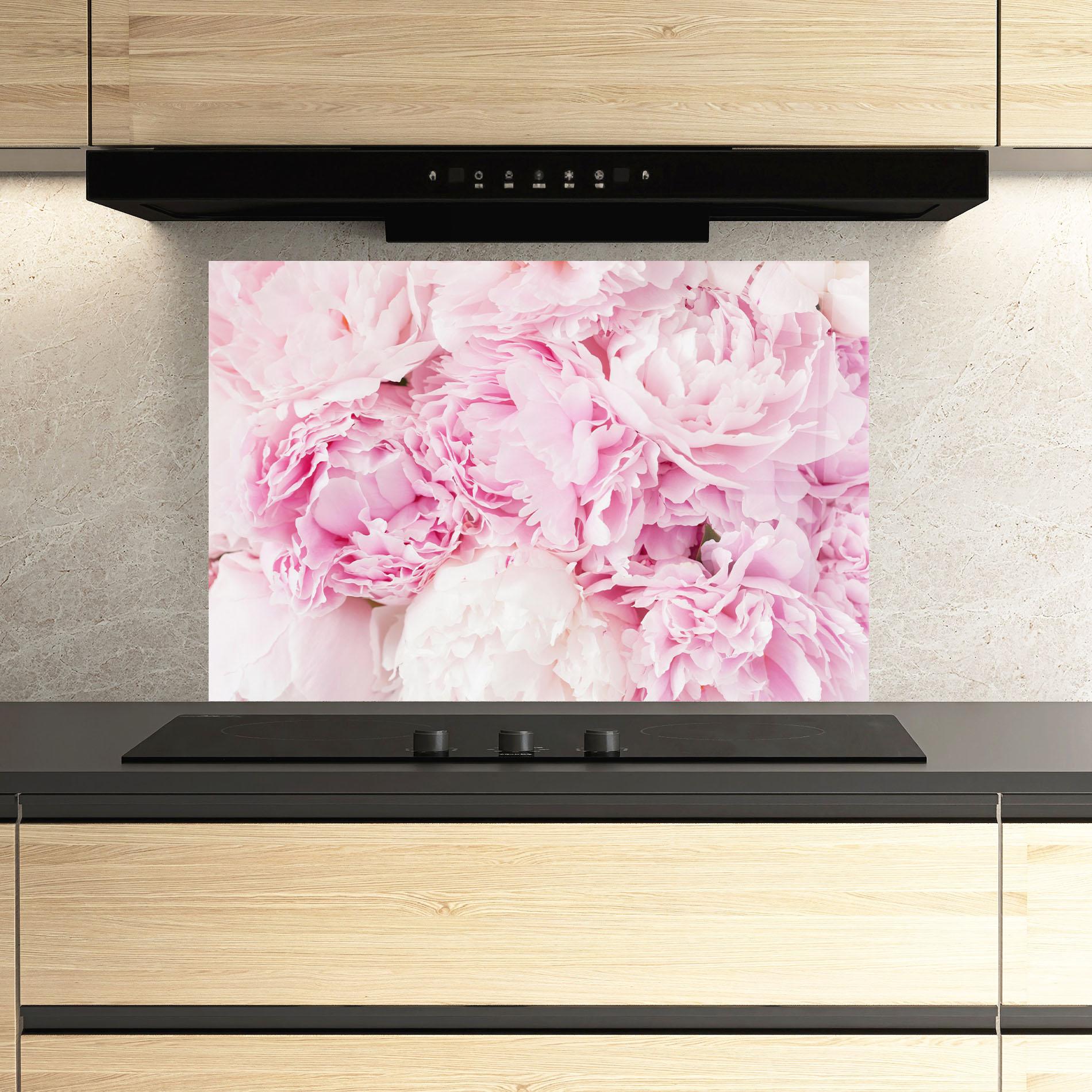 Panou Sticla Bucatarie Dreamy Pink Pastel Peony mockup 3