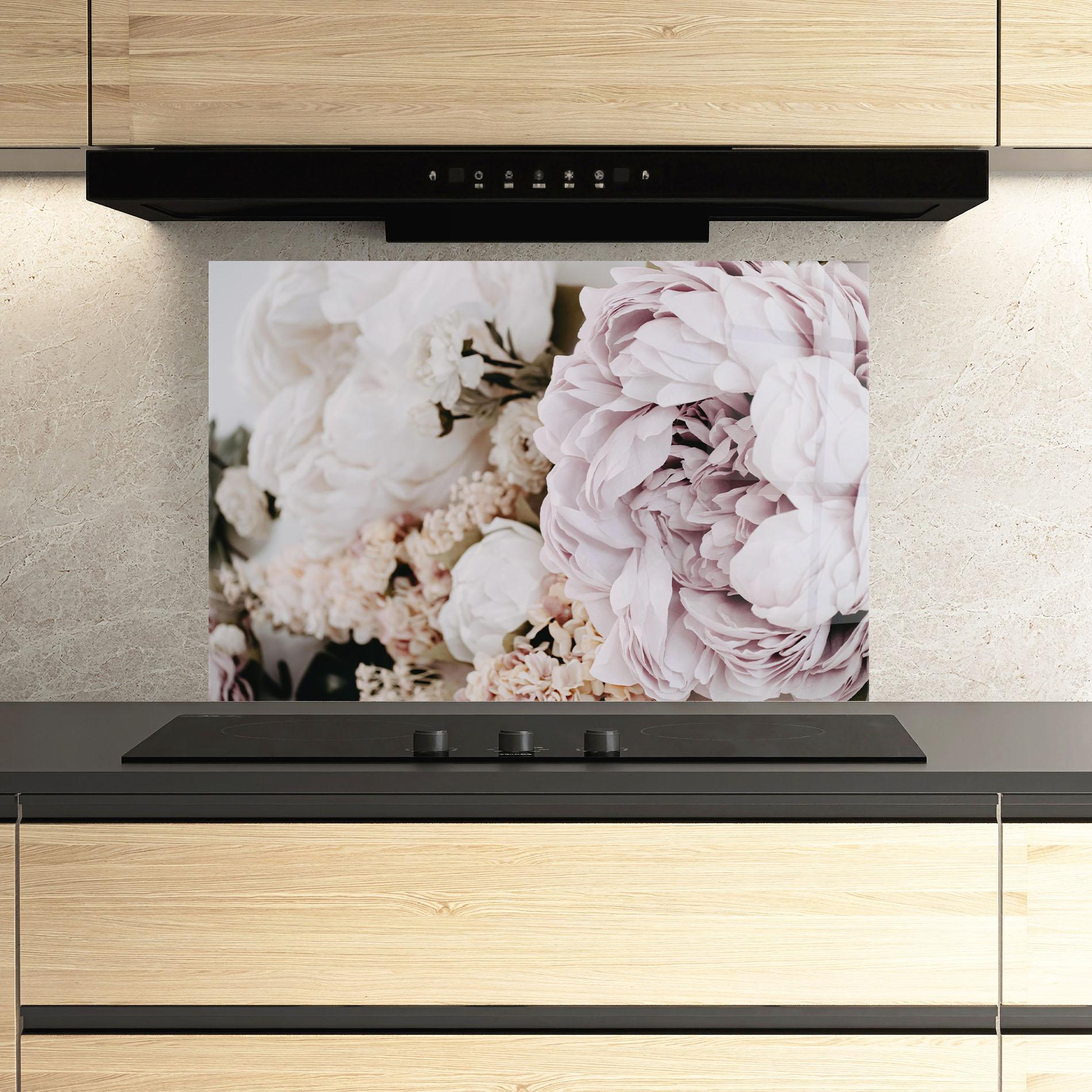 Panou Sticla Bucatarie Grey Peony Bouquet mockup 3