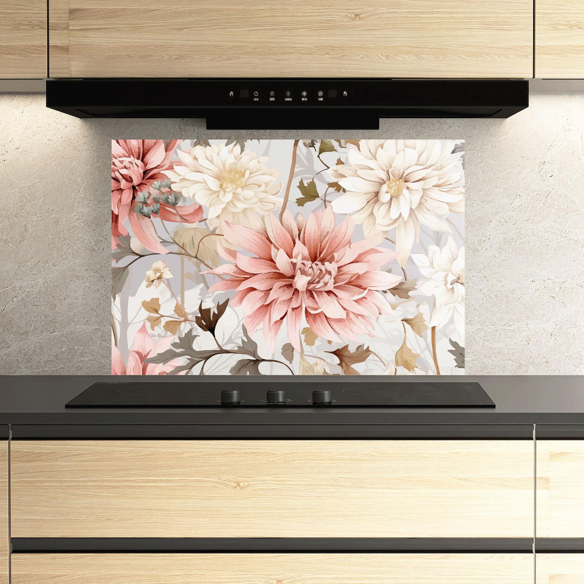 Panou Sticla Bucatarie Pink Cream Open Peony mockup 3