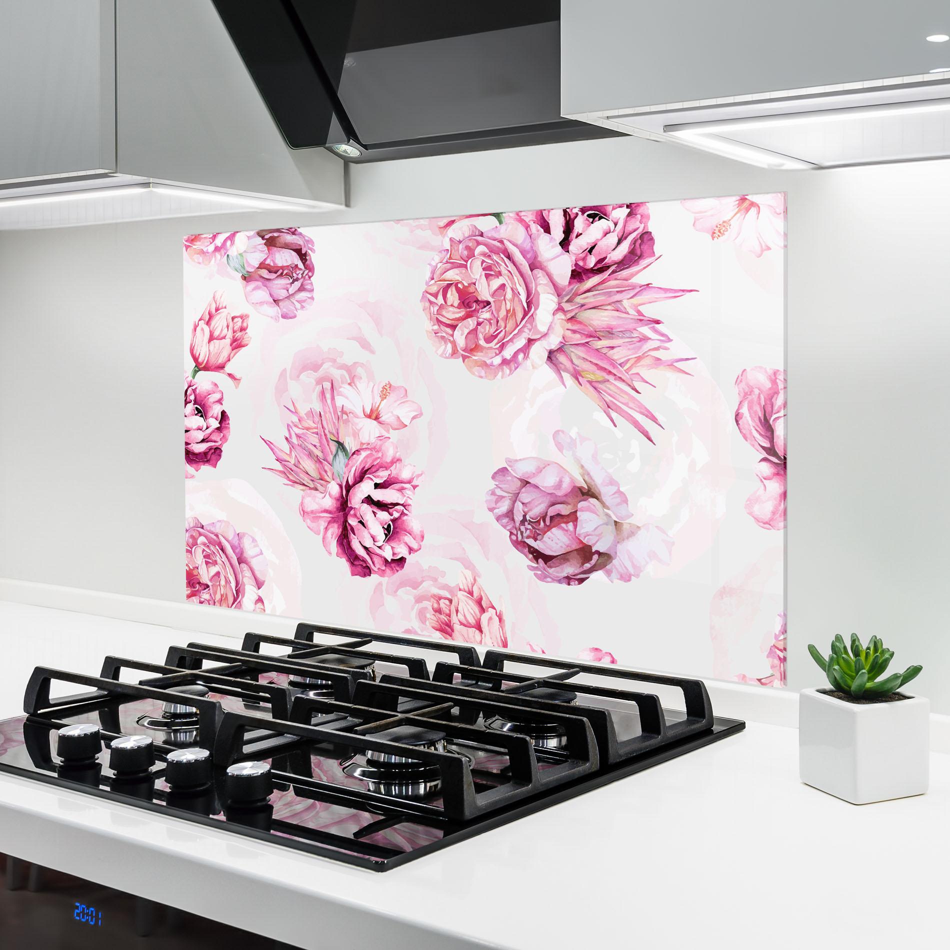 Panou Sticla Bucatarie Blooming Peony mockup 6