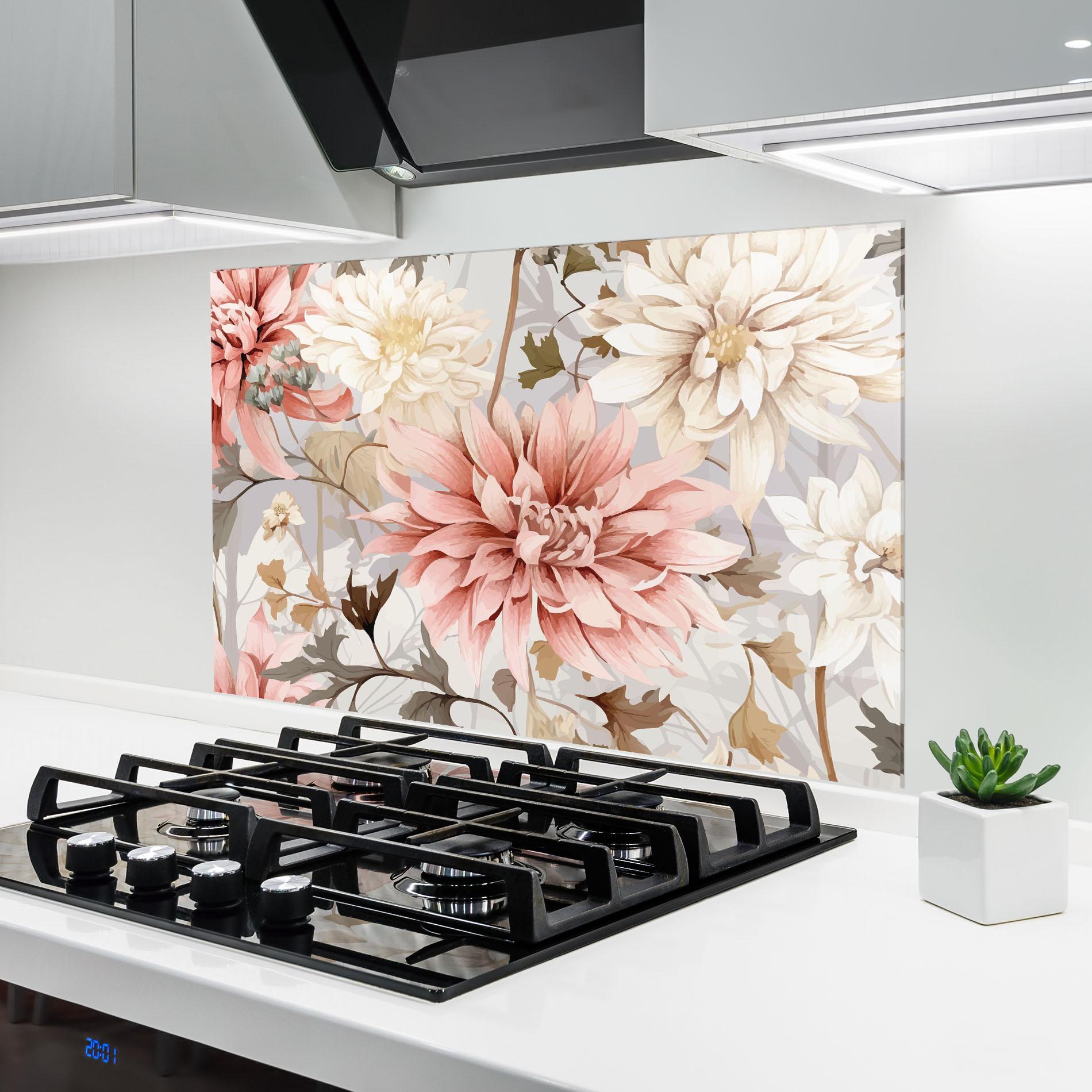 Panou Sticla Bucatarie Pink Cream Open Peony mockup 6