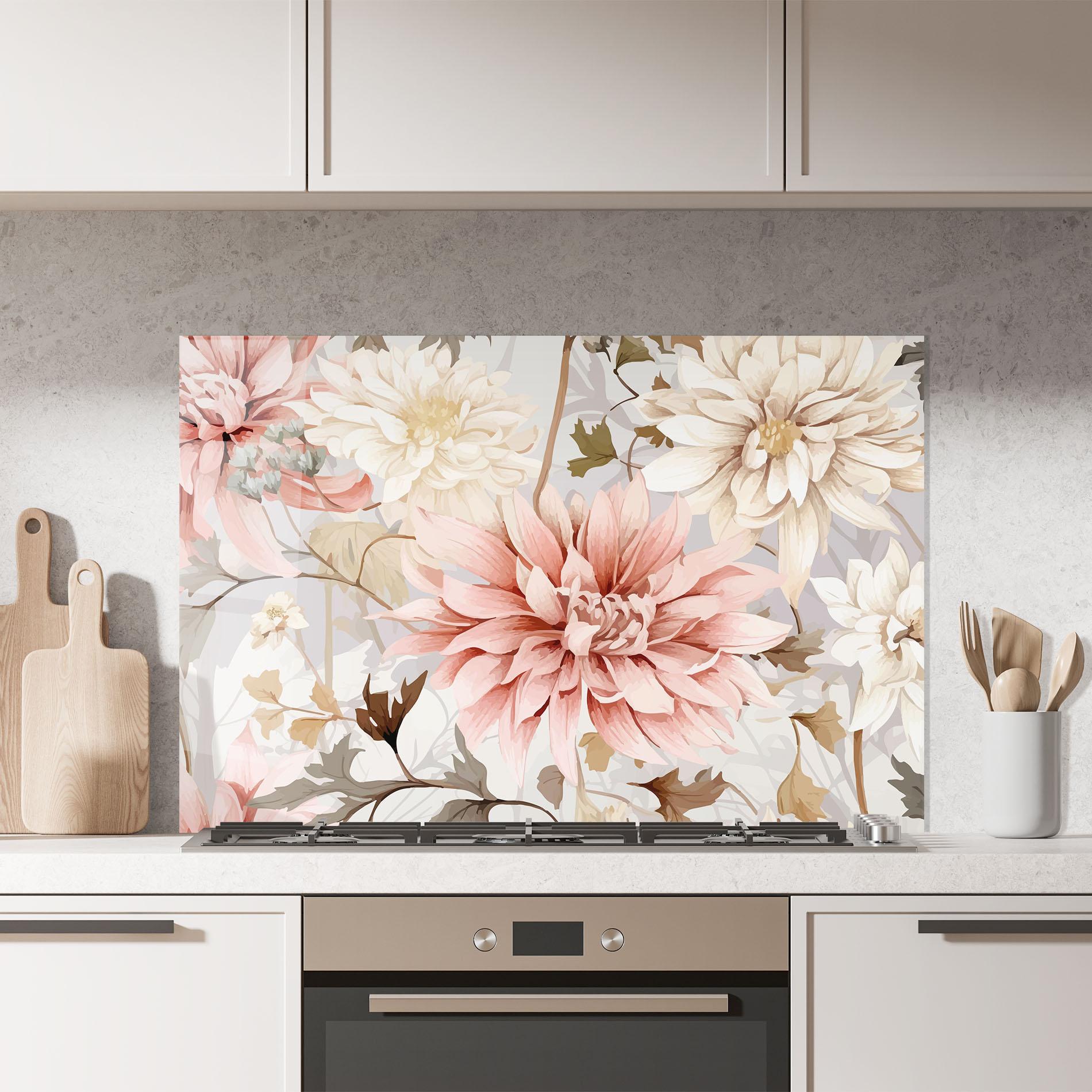 Panou Sticla Bucatarie Pink Cream Open Peony mockup 7