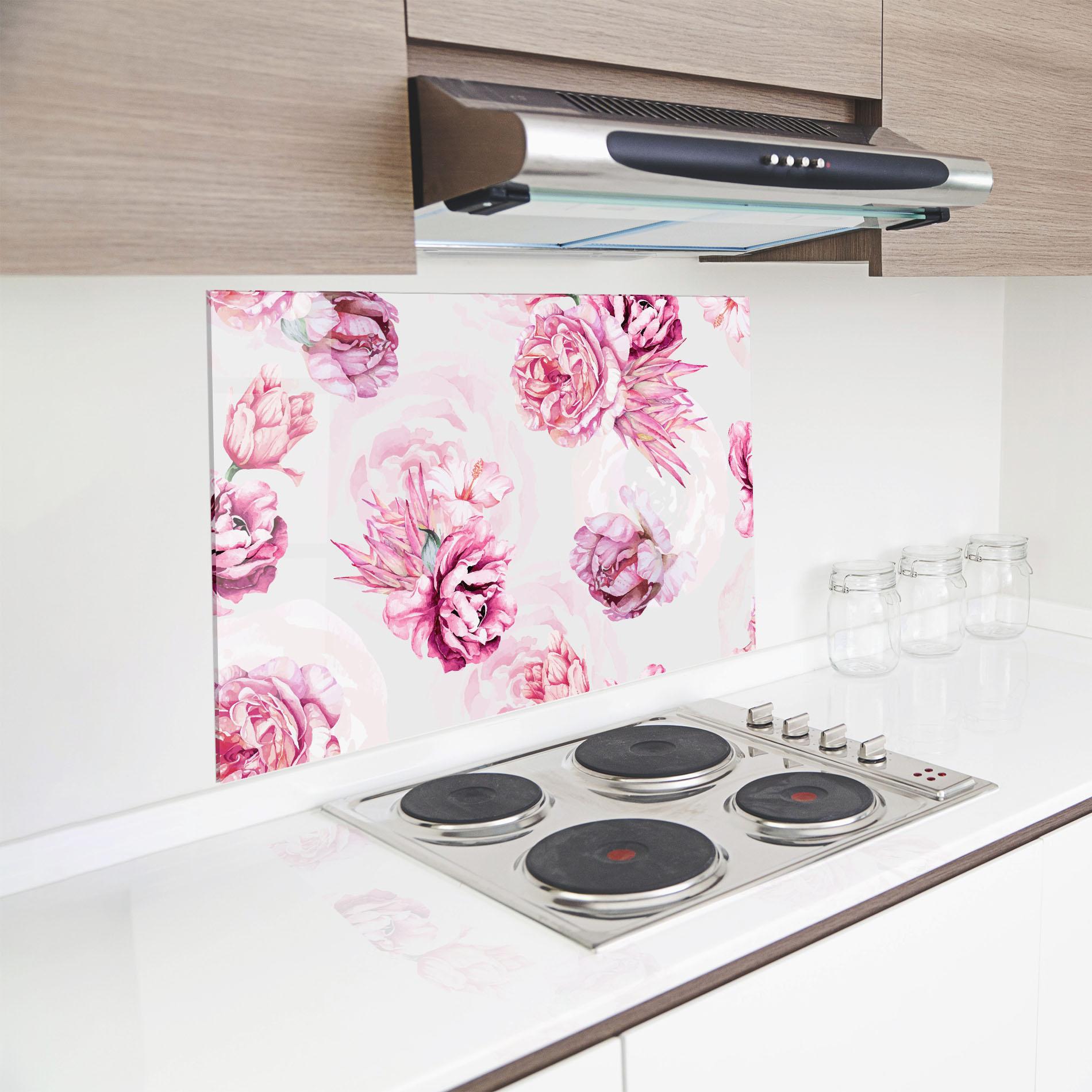 Panou Sticla Bucatarie Blooming Peony mockup 8