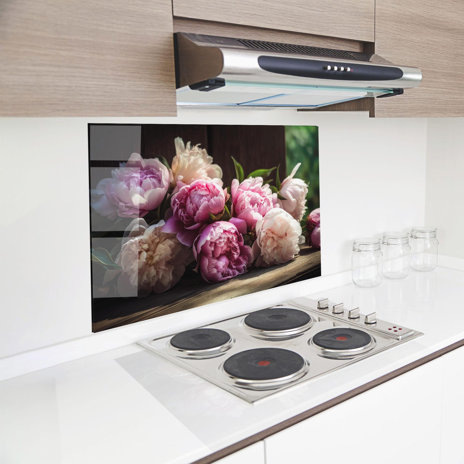 Panou Sticla Bucatarie Peonies On The Table mockup 8