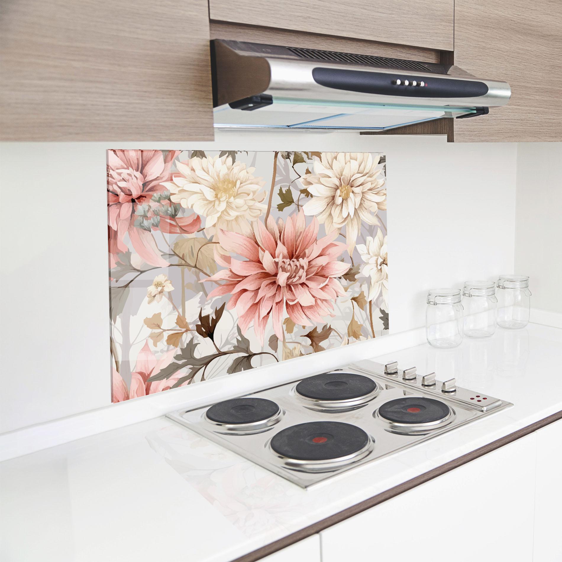 Panou Sticla Bucatarie Pink Cream Open Peony mockup 8