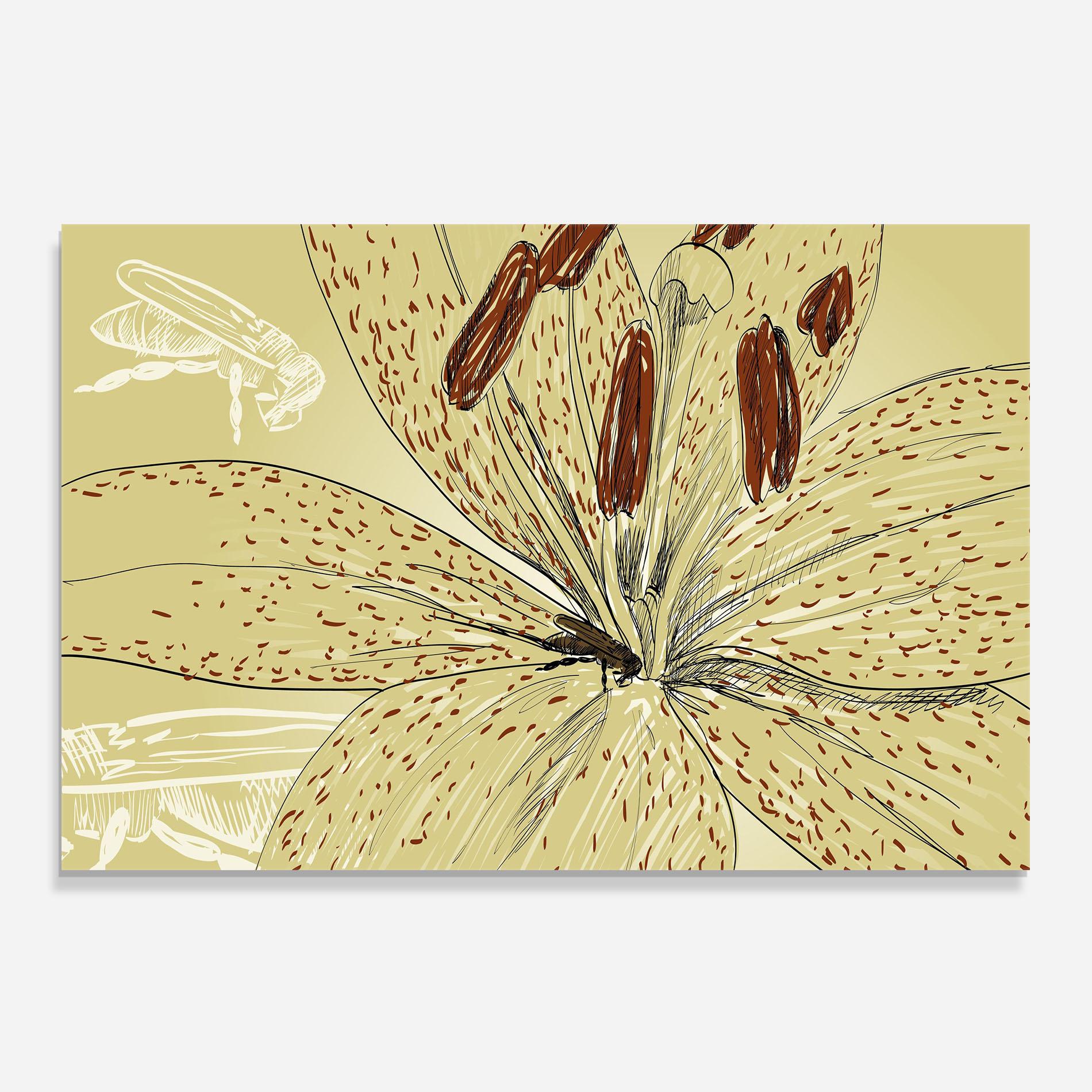 Panou Sticla Bucatarie Cream Lily Bee mockup 0