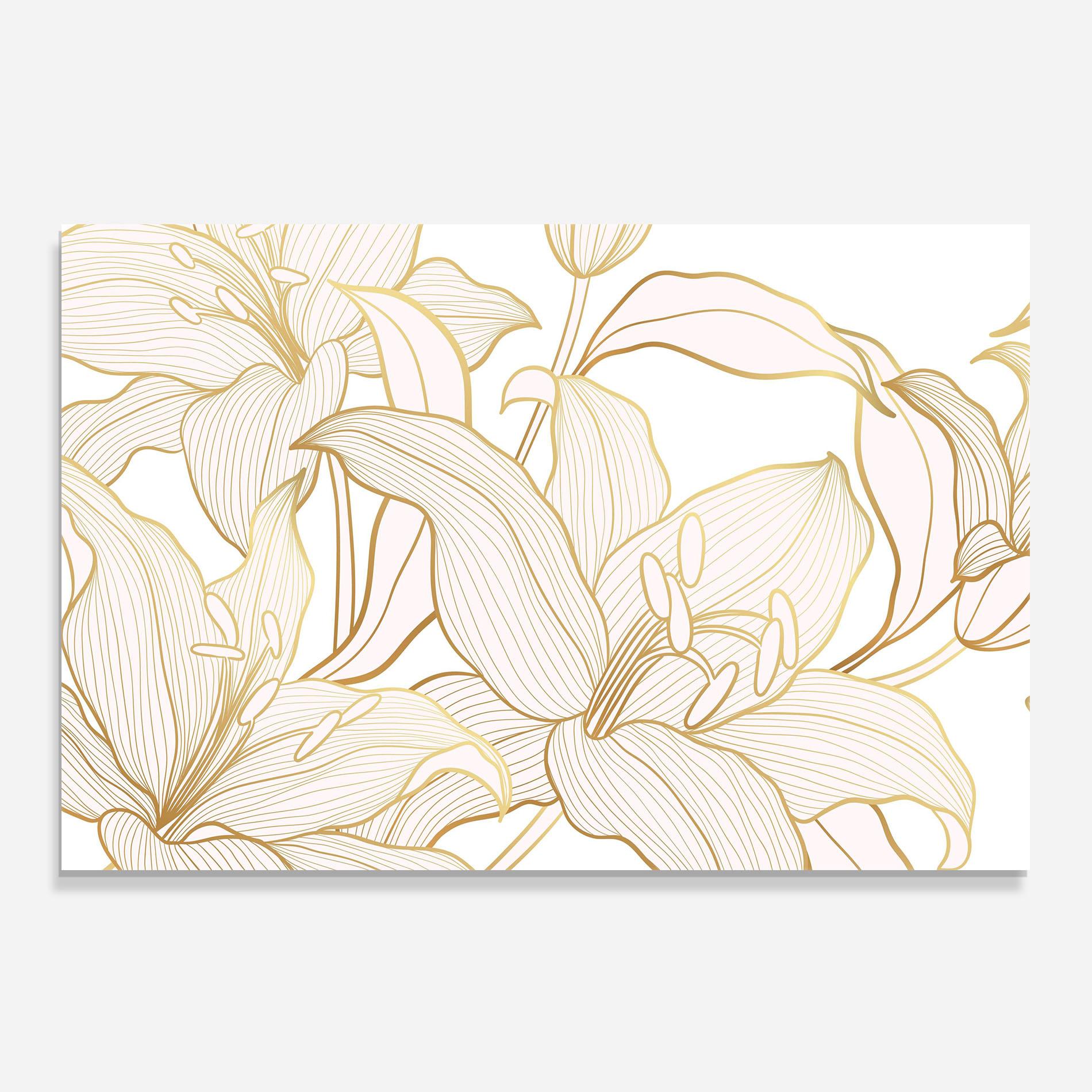 Panou Sticla Bucatarie Gold Lily mockup 0