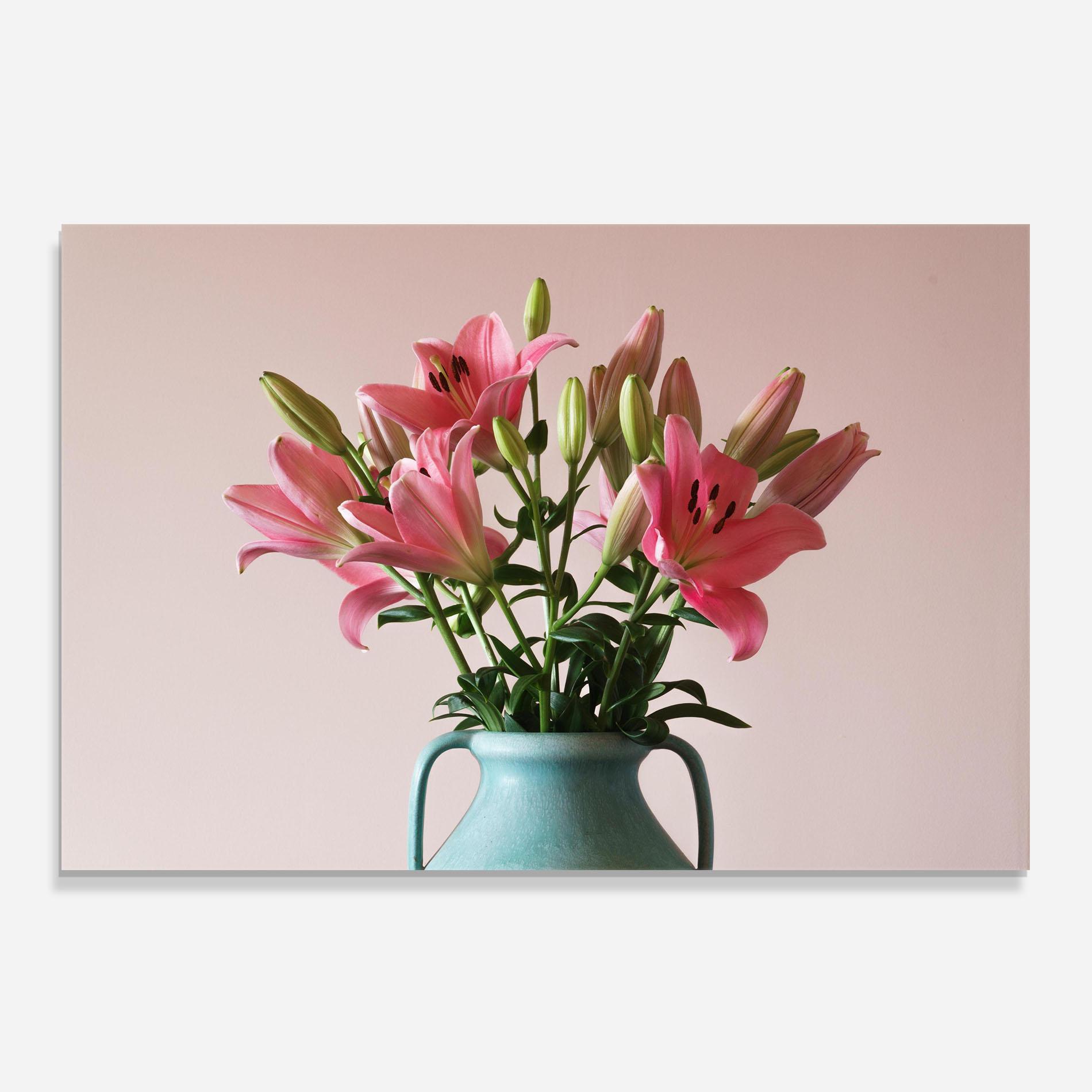 Panou Sticla Bucatarie Pink Lily In Vase mockup 0