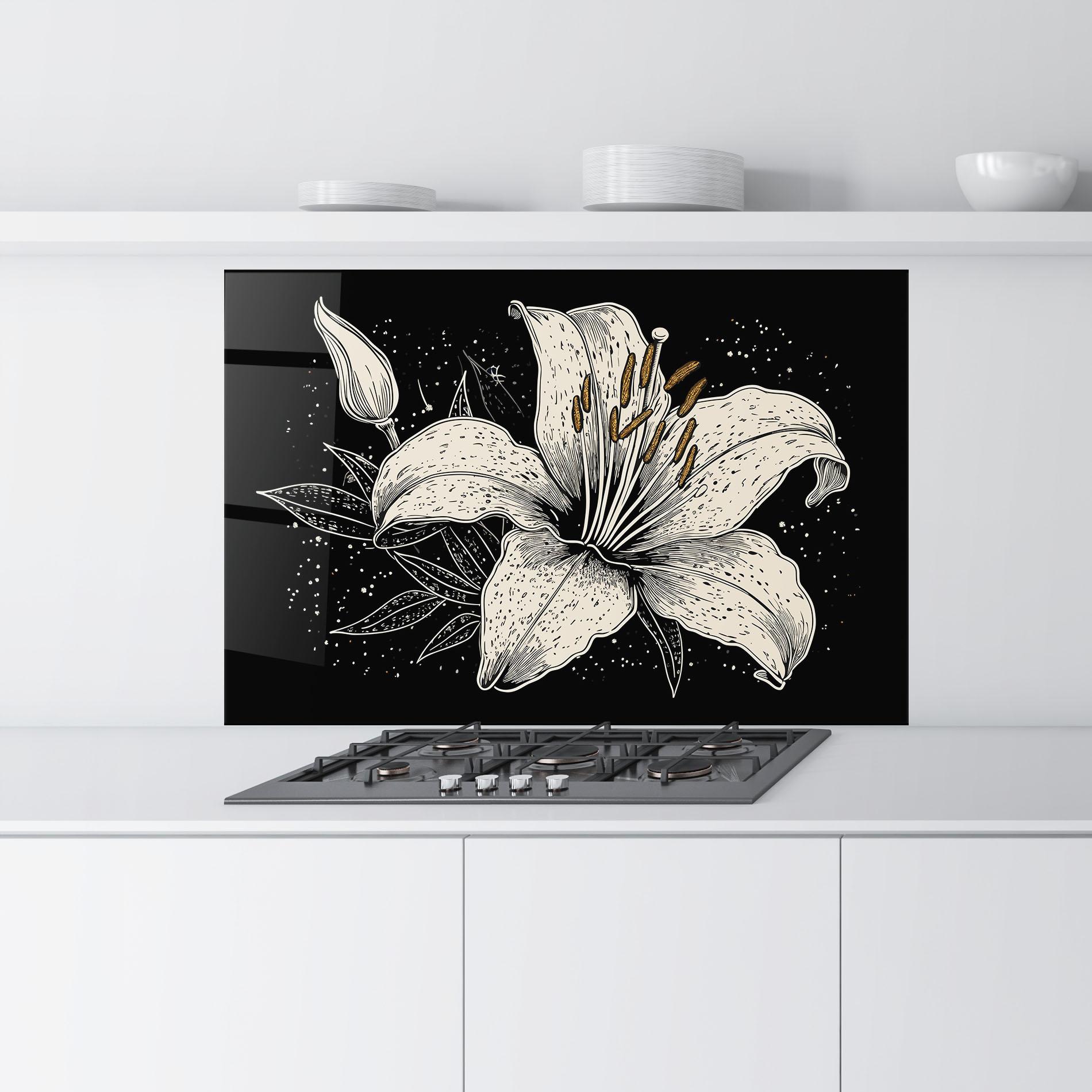 Panou Sticla Bucatarie Cream Black Lily mockup 9