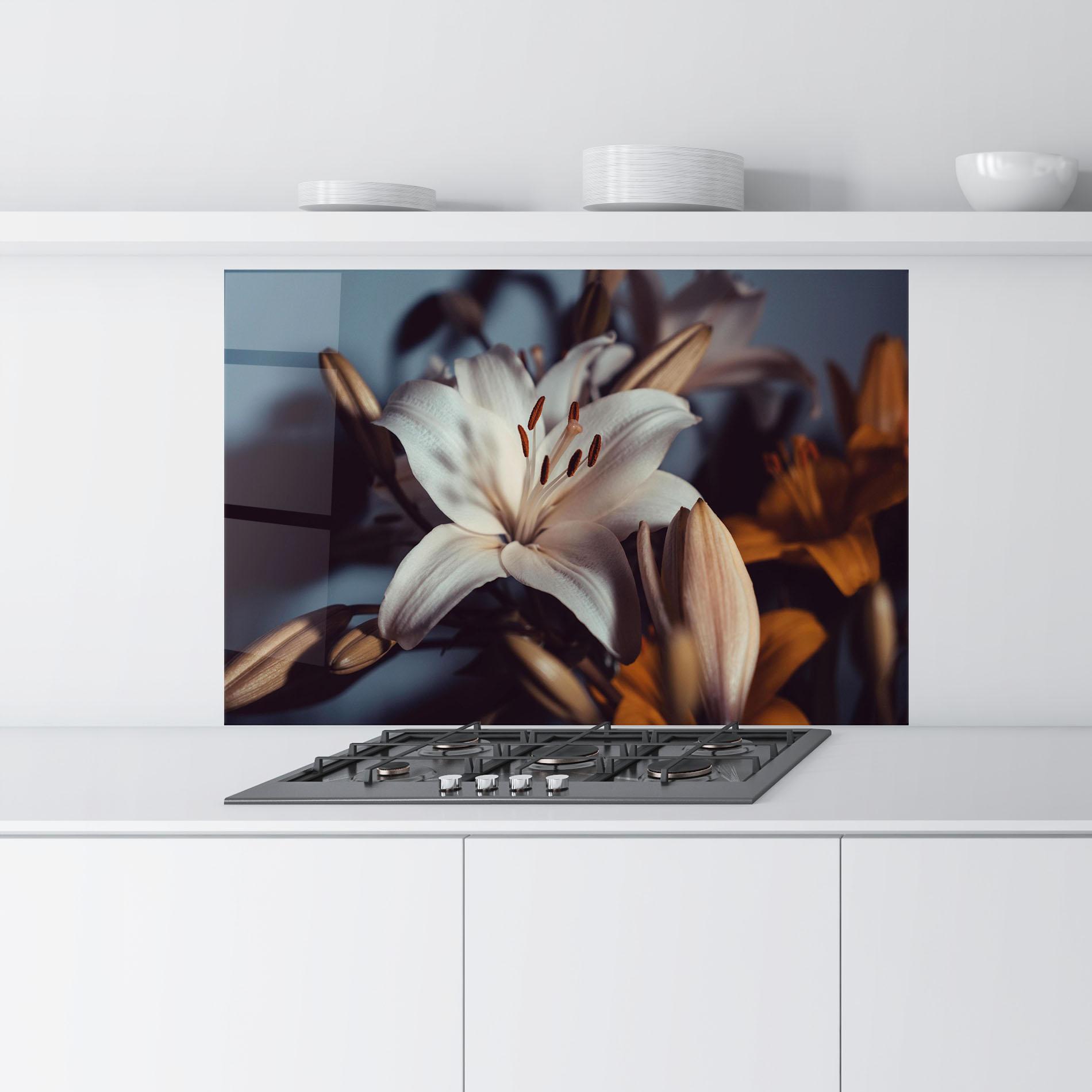 Panou Sticla Bucatarie Cream Lily mockup 9